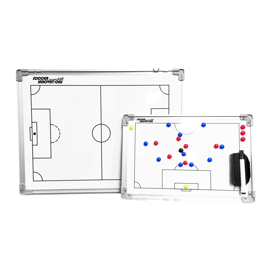 Magnetic Soccer Coach Board - Dual Sided Dry Erase Tactical Board with Full Field & Enlarged Half Field | Portable Soccer Training Tool for Coaches & Players | Perfect for Practice Sessions, Game Planning & Team Strategies