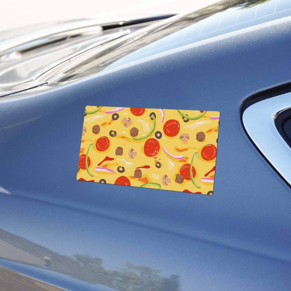 Pepperoni, Olives & Onions Pizza Pattern Vinyl Magnet for Cars, Fridge & Lockers - Fun Kitchen & Office Decoration