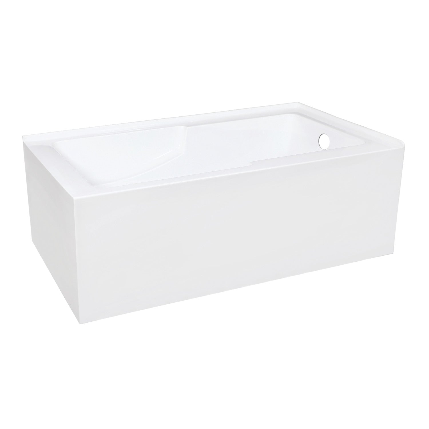 Aqua Eden 60-Inch Acrylic Rectangular Corner Alcove Bathtub - Glossy White, Right Hand Drain, 2-Wall Installation | Perfect for Small Bathrooms & Spa-Like Retreats