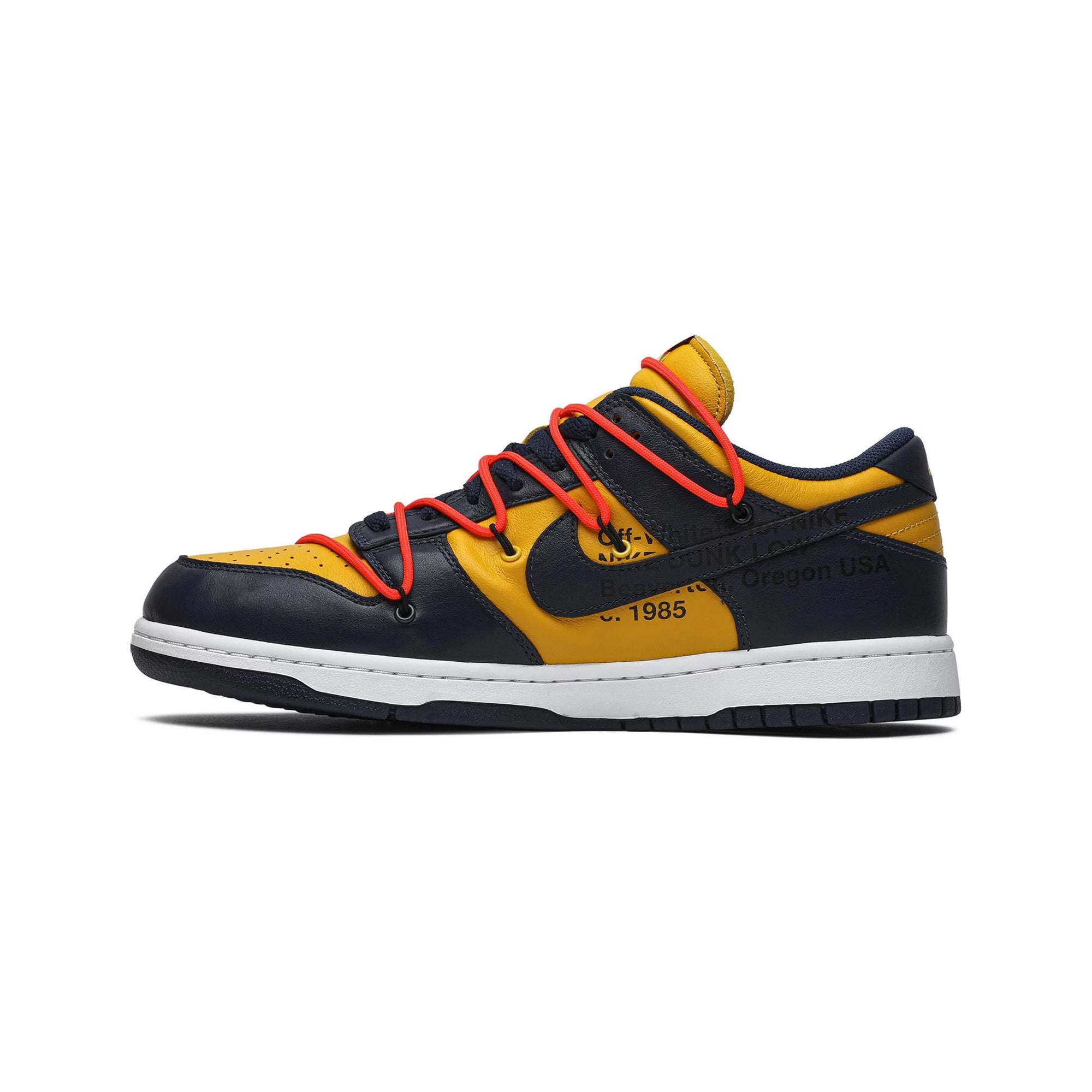 Nike Dunk Low x Off-White University Gold Midnight Navy Sneakers - Men's & Women's Basketball Shoes for Casual Wear & Street Style Fashion