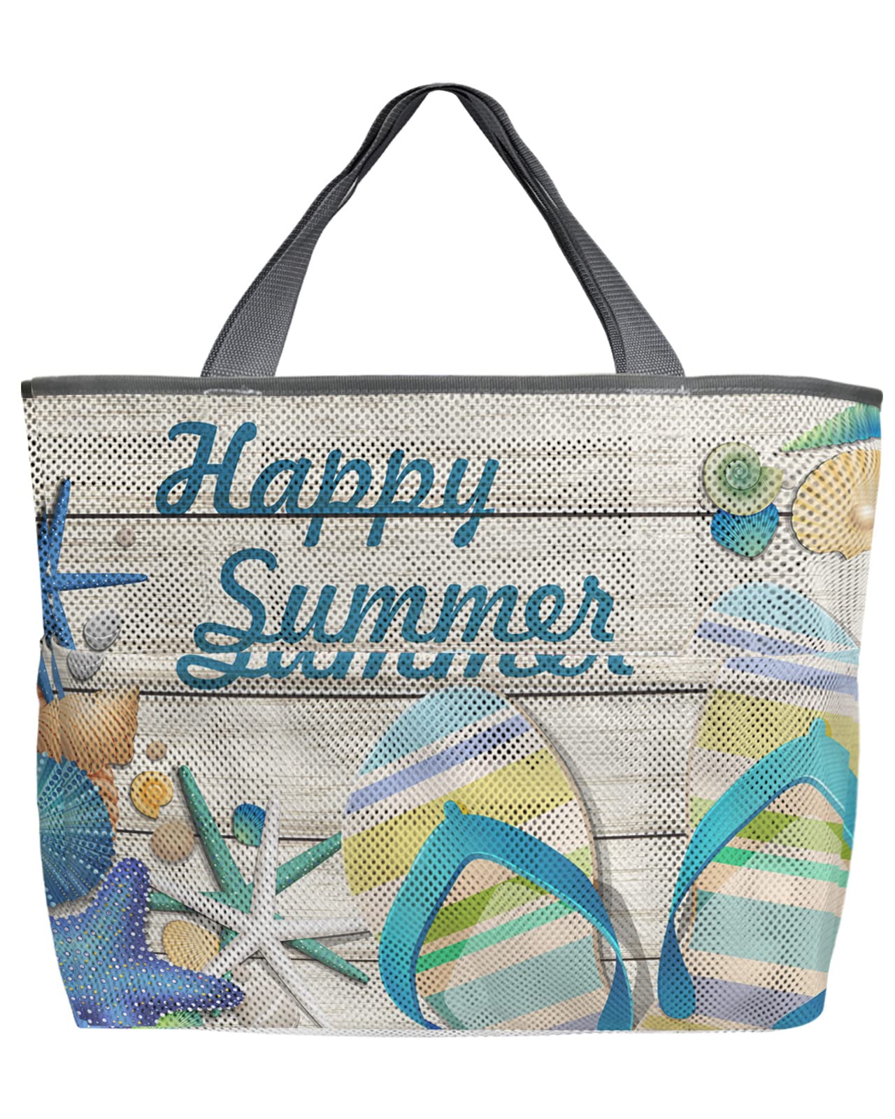 60L Oversized Mesh Beach Tote Bag - Quick Dry Swim Bag with Pockets, Foldable for Beach & Pool (24