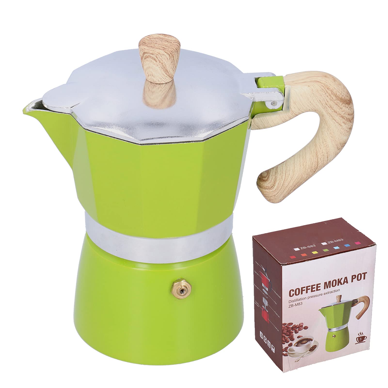 DJDK 150ML Stovetop Moka Pot - Espresso Coffee Maker for Gas & Ethanol Stove, Compact Moka Kettle for Home & Camping (Green) | Perfect for Italian Coffee, Outdoor Adventures & Small Kitchens