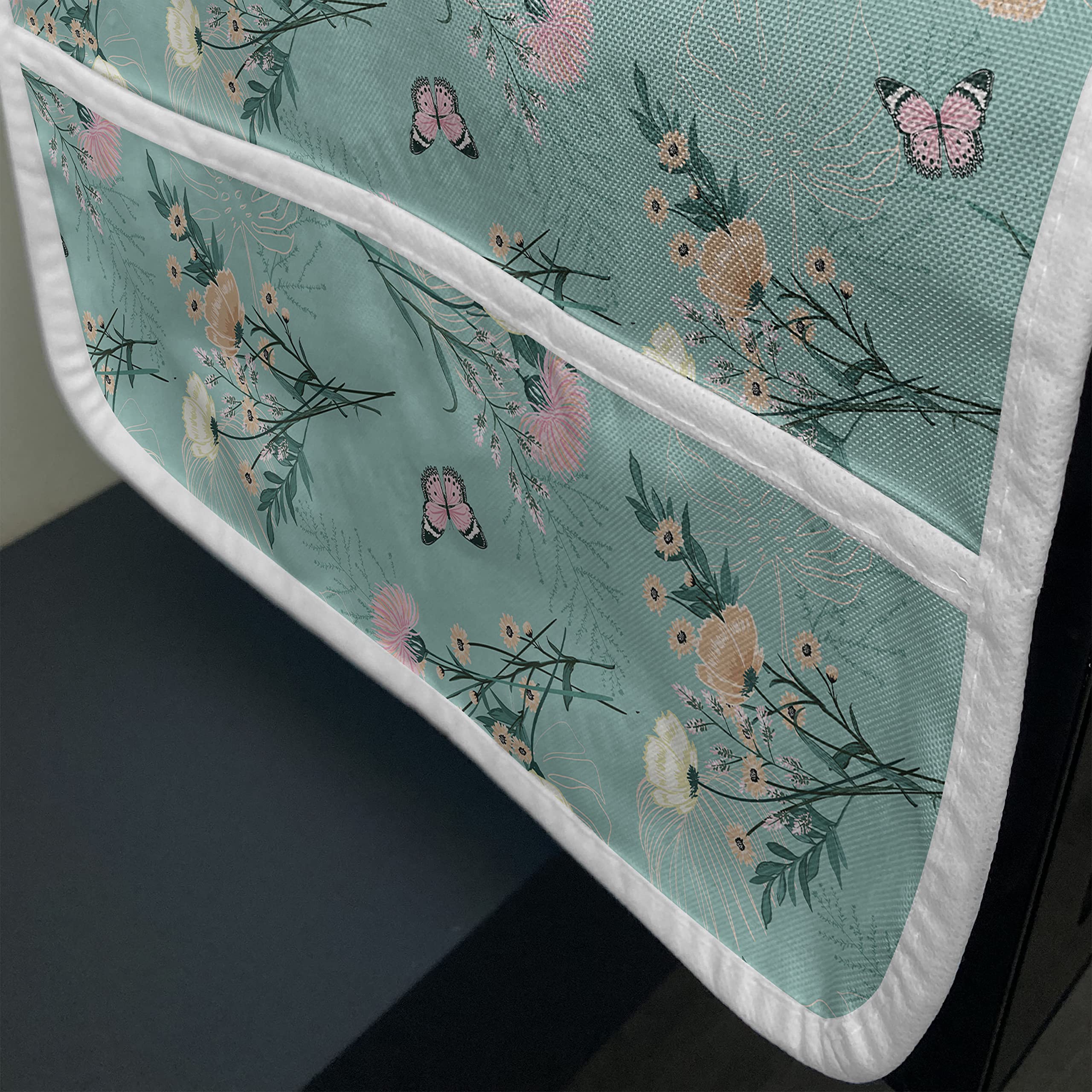 Lunarable Waterproof Microwave Cover with Floral Butterfly Design - 36