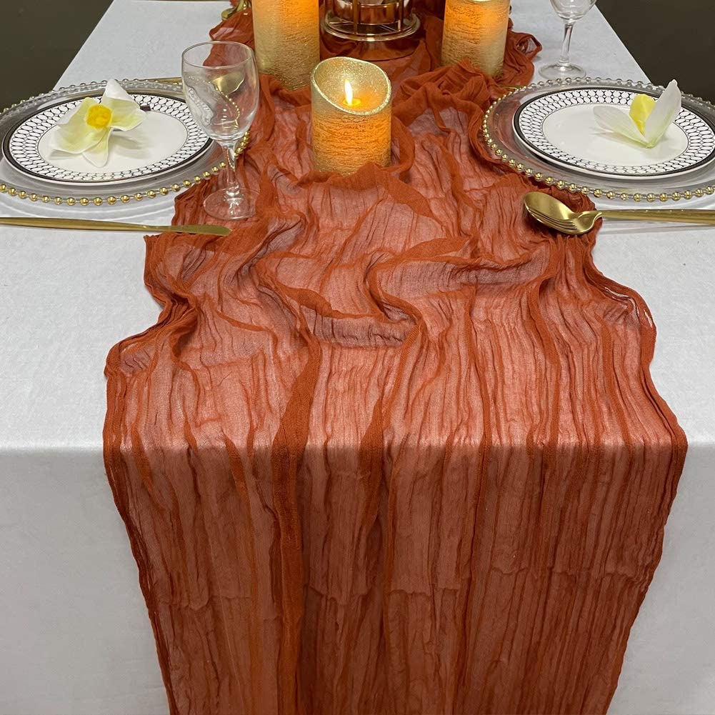 EHLDekol Cheesecloth Gauze Table Runner - 13ft Terracotta Wedding Decor for Arch Draping, Bridal Shower & Event Centerpieces | Perfect for Boho Weddings, Rustic Parties & Farmhouse Decor