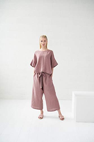 BALI Linen Top in Wood Rose - Women's Casual Summer Blouse for Beach, Travel & Boho Style Outfits