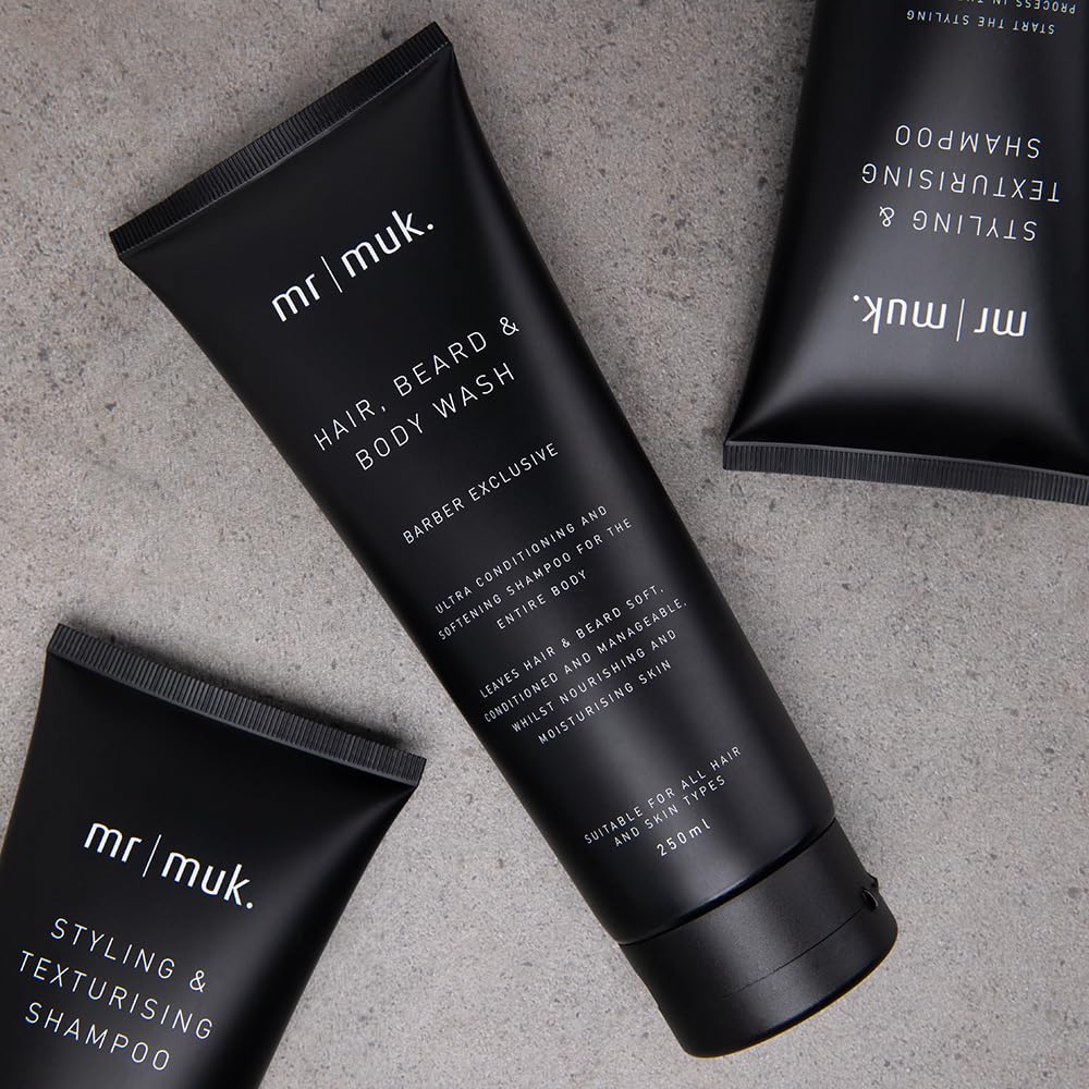 Mr MUK All-in-One Hair, Beard & Body Wash for Men - Natural & Hydrating Shampoo & Body Cleanser - Perfect for Gym, Travel & Daily Use
