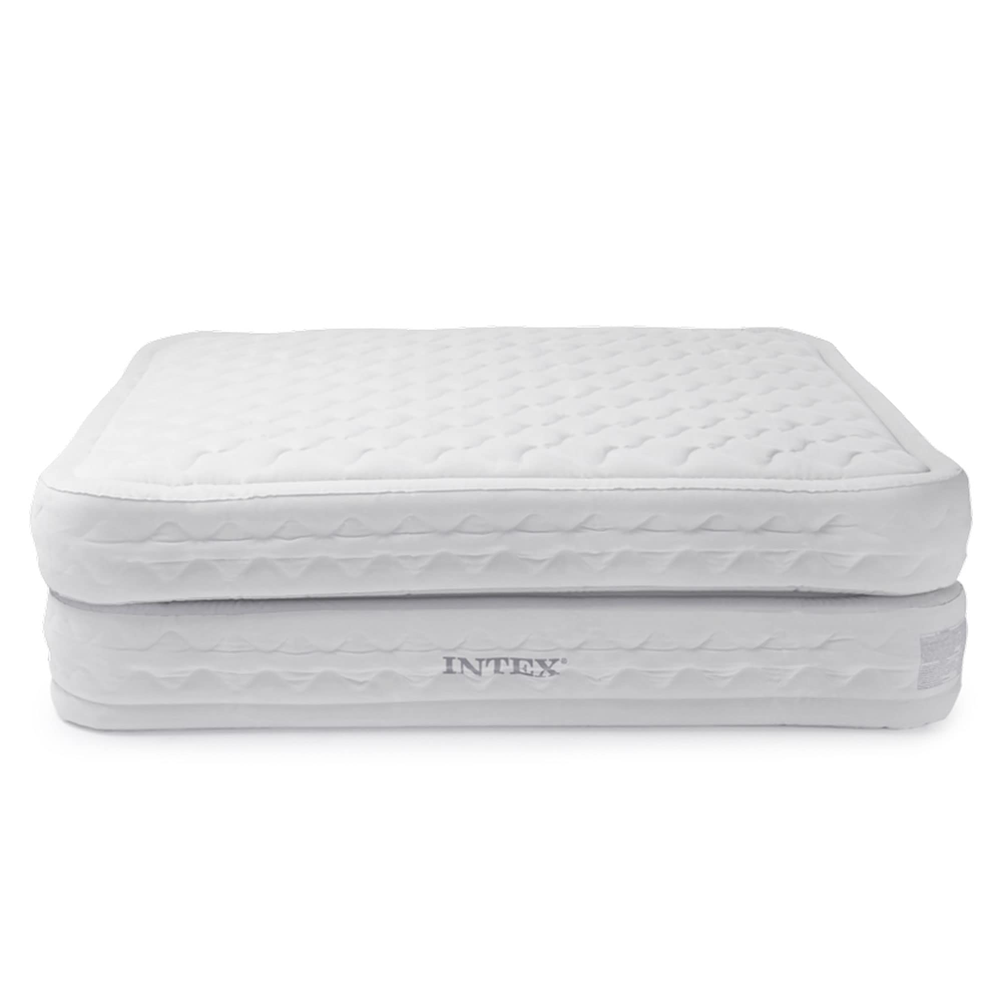 Intex Supreme Air-Flow Queen Air Mattress - Comfortable Inflatable Bed for Camping, Guest Room & Home Use - Heavy Duty PVC Material with Built-in Electric Pump