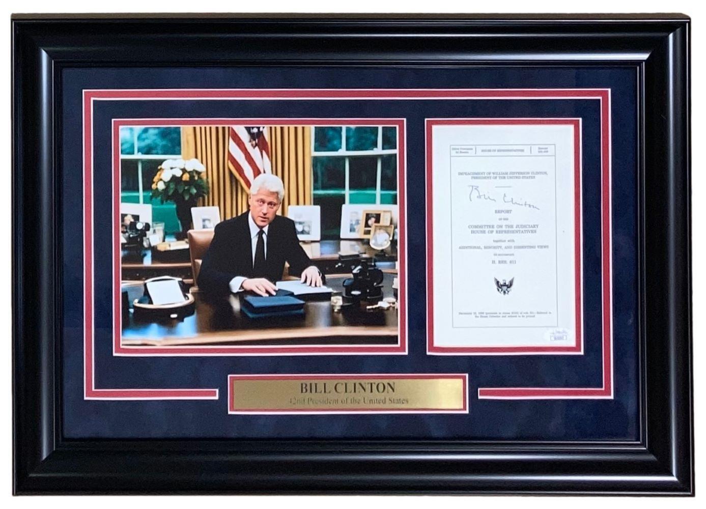 Authentic Bill Clinton Signed Impeachment Letter with Monica Lewinsky - JSA Certified Blue Frame - Perfect for Political Memorabilia Collectors & History Enthusiasts