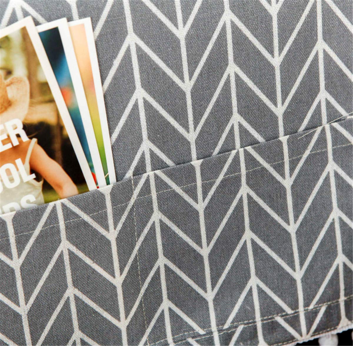 Microwave Oven Cover - Dust & Oil Proof Cotton Linen Kitchen Appliance Protector with Storage Pockets | Grey Arrow Design | Perfect for Countertop, Toaster & Small Appliance Protection