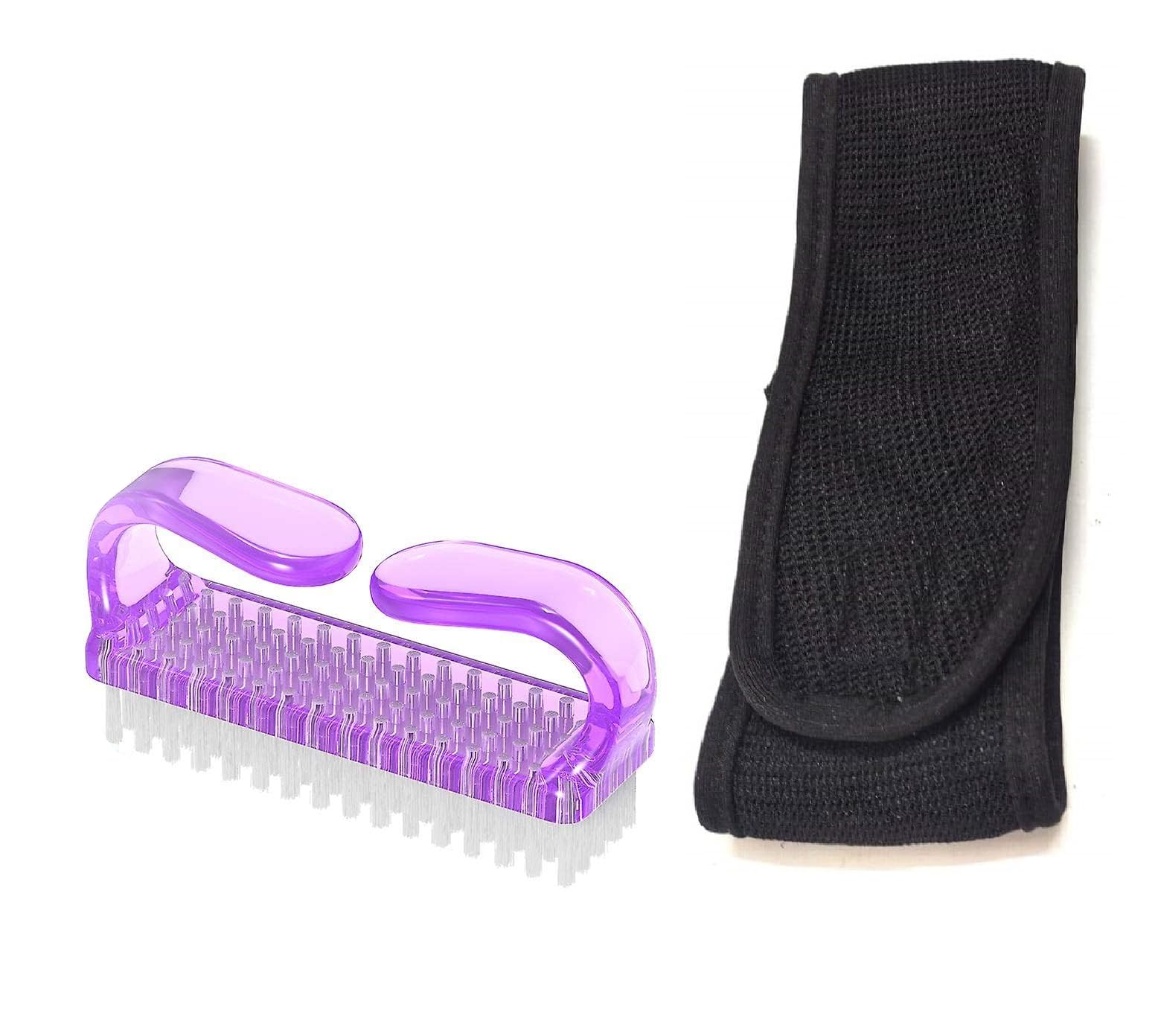 ZAUKY Spa Headbands for Women - Soft Makeup & Facial Headband with Nail Brush Set for Manicure Pedicure (Multicolor Combo Pack) - Perfect for Salon, Spa, Home Skincare & Nail Care Routine