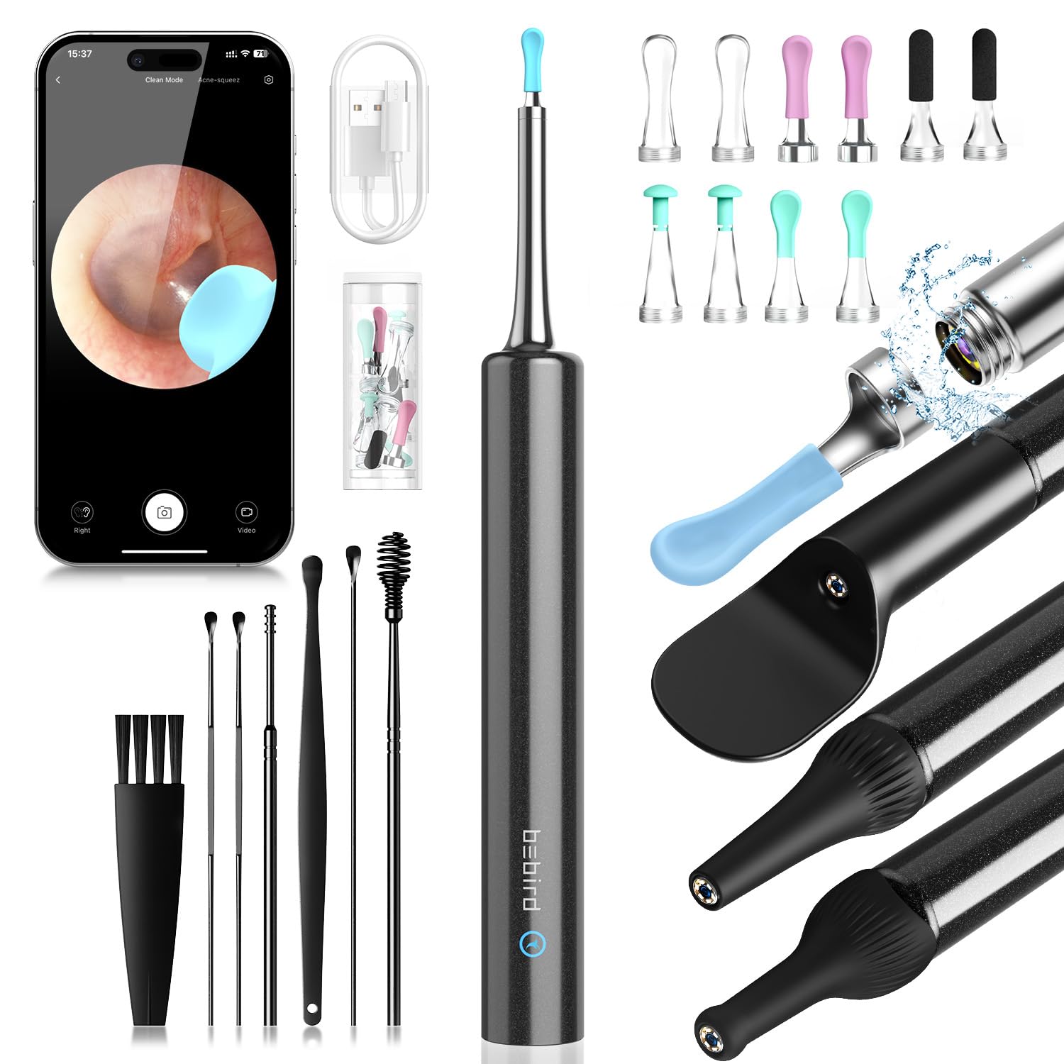Bebird C3 Ear Wax Removal Camera - 1080P HD Ear Canal Cleaner with 7 Earpicks, 10 Replacement Tips & 3 Inspection Kits | Safe Ear Wax Cleaning Tool for Adults & Kids | Perfect for Home Use, Travel & Daily Ear Hygiene Care