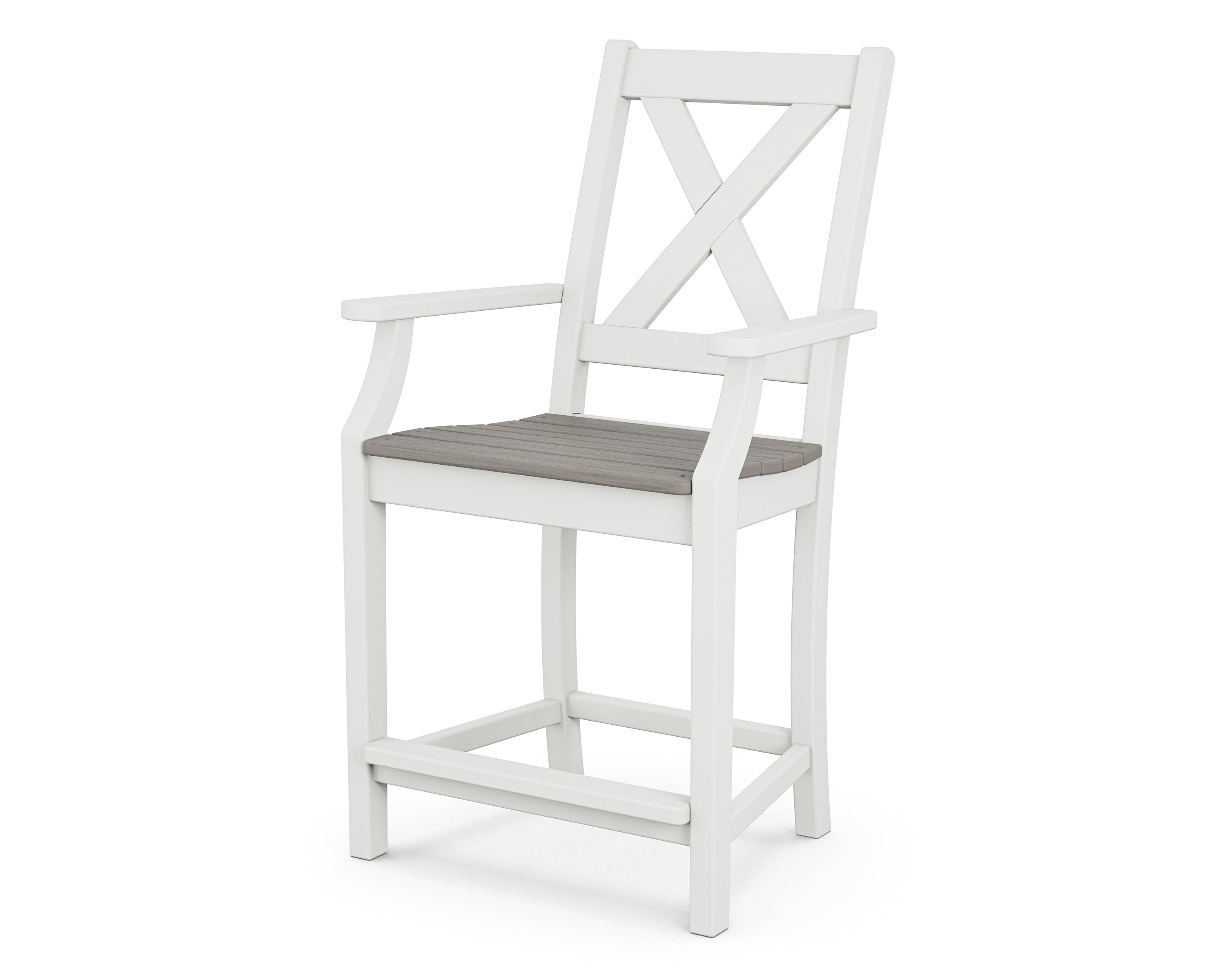 POLYWOOD Braxton Counter Height Arm Chair - Durable Outdoor & Indoor Bar Stool for Kitchen, Patio, and Dining - Weather-Resistant & Comfortable Seating