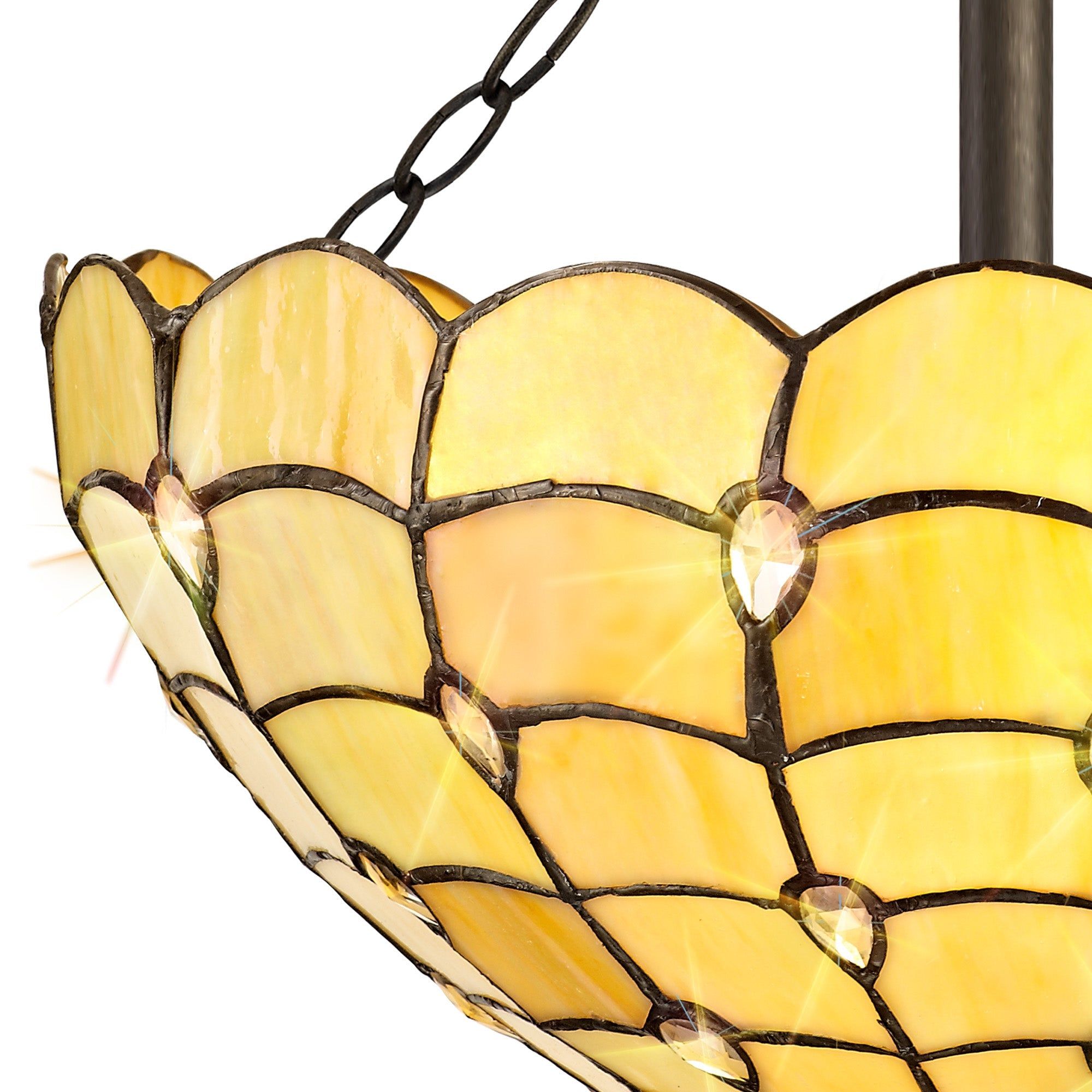 Aero 2/3 Light Semi Flush Ceiling Fixture with E27 Socket - Beige, Clear Crystal & Aged Antique Brass Finish | Perfect for Bedroom, Living Room & Dining Room Lighting