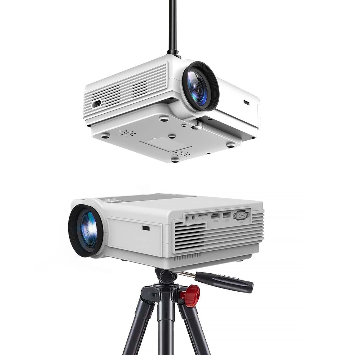 Lehua 1080P HD Projector 12000 Lumens - WiFi Bluetooth Home Theater Video Projector with USB/VGA/AV Ports - Compatible with iOS & Android Devices (UK Plug) - Perfect for Movie Nights, Gaming & Outdoor Entertainment