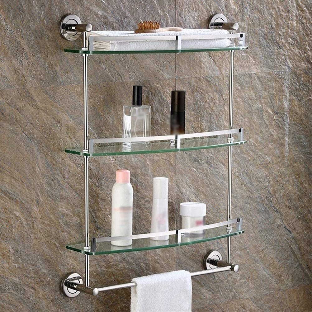 Chrome Wall Mounted Towel Rack with 2 Hooks - 3-Tier Bathroom Shelf & Towel Holder (30cm) - Space Saving Bathroom Organizer for Towels, Robes & Accessories - Perfect for Small Bathrooms, Laundry Rooms & Kitchens