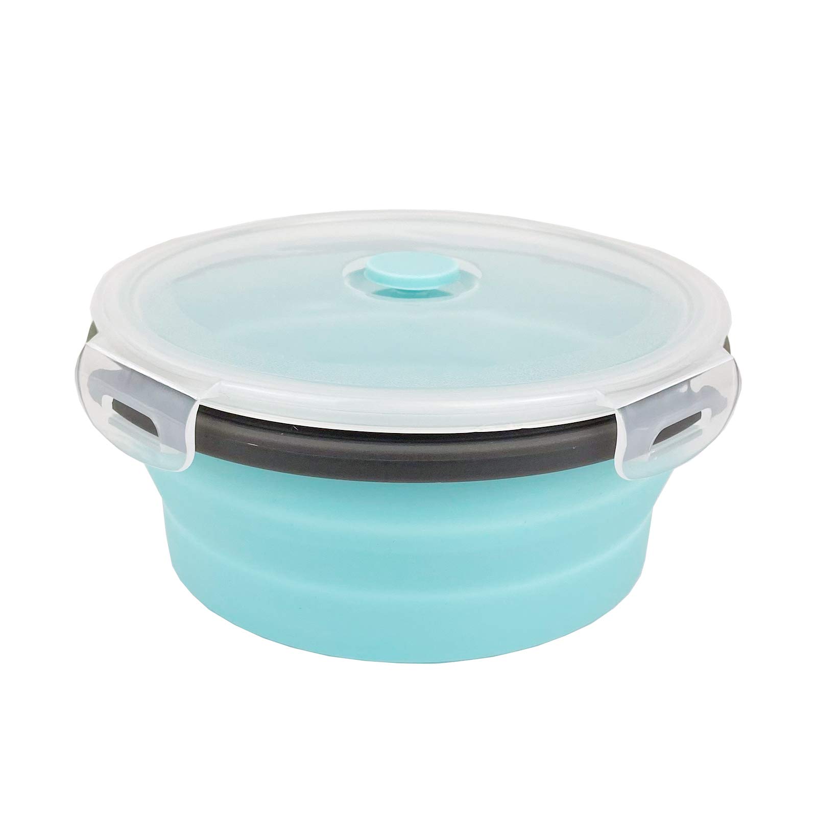 **CARTINTS 4-Pack Blue Collapsible Silicone Bowls with Airtight Lids – Microwave & Freezer Safe Food Storage Containers for Camping, Travel, and Meal Prep**