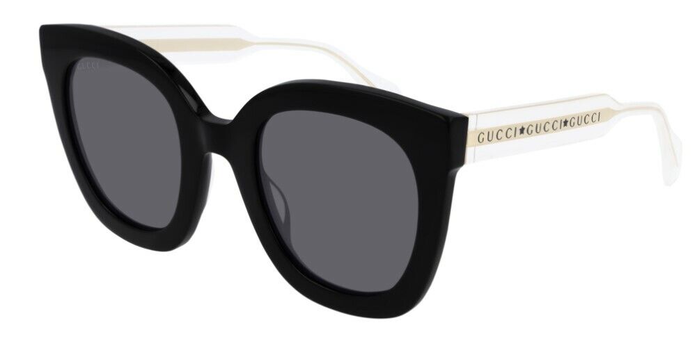Gucci GG 0564SN 001 Black/Gray Transparent Crystal Cat Eye Unisex Sunglasses for Men & Women - Fashion Luxury UV Protection Shades for Beach, Driving & Outdoor Activities