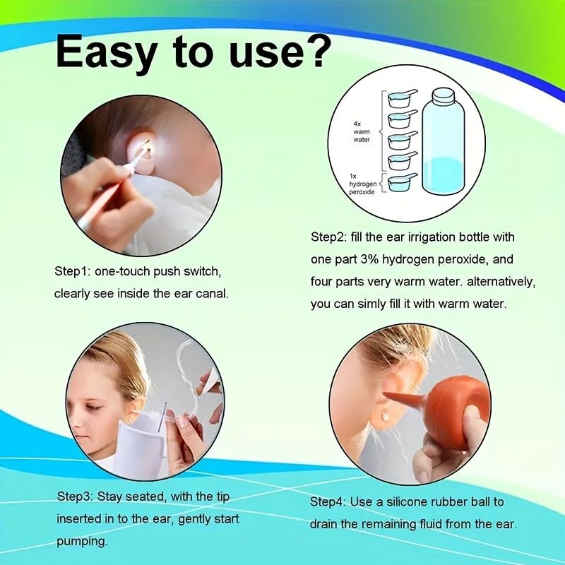 **Safe Ear Wax Removal Kit for Adults & Kids - Gentle Ear Cleaning Tool with Basin, Syringe, Curette, Towel & 40 Disposable Tips - Easy-to-Use Ear Irrigation & Flush Device for Home Use**