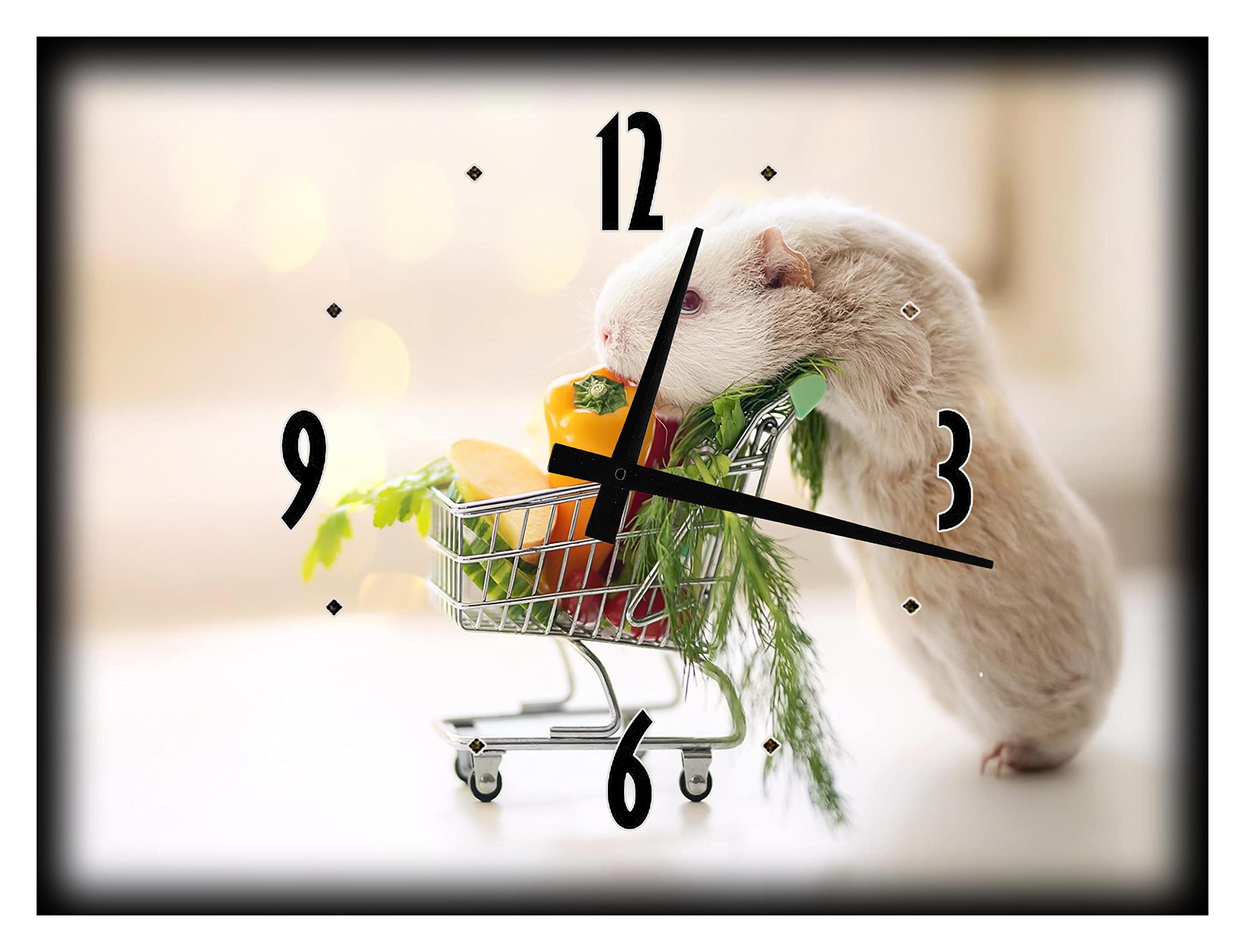 Funny Groceries Wall Clock - 12x16 Inch Large Canvas Print Shopping Time Kitchen Decor - Perfect for Home, Office & Gift Giving