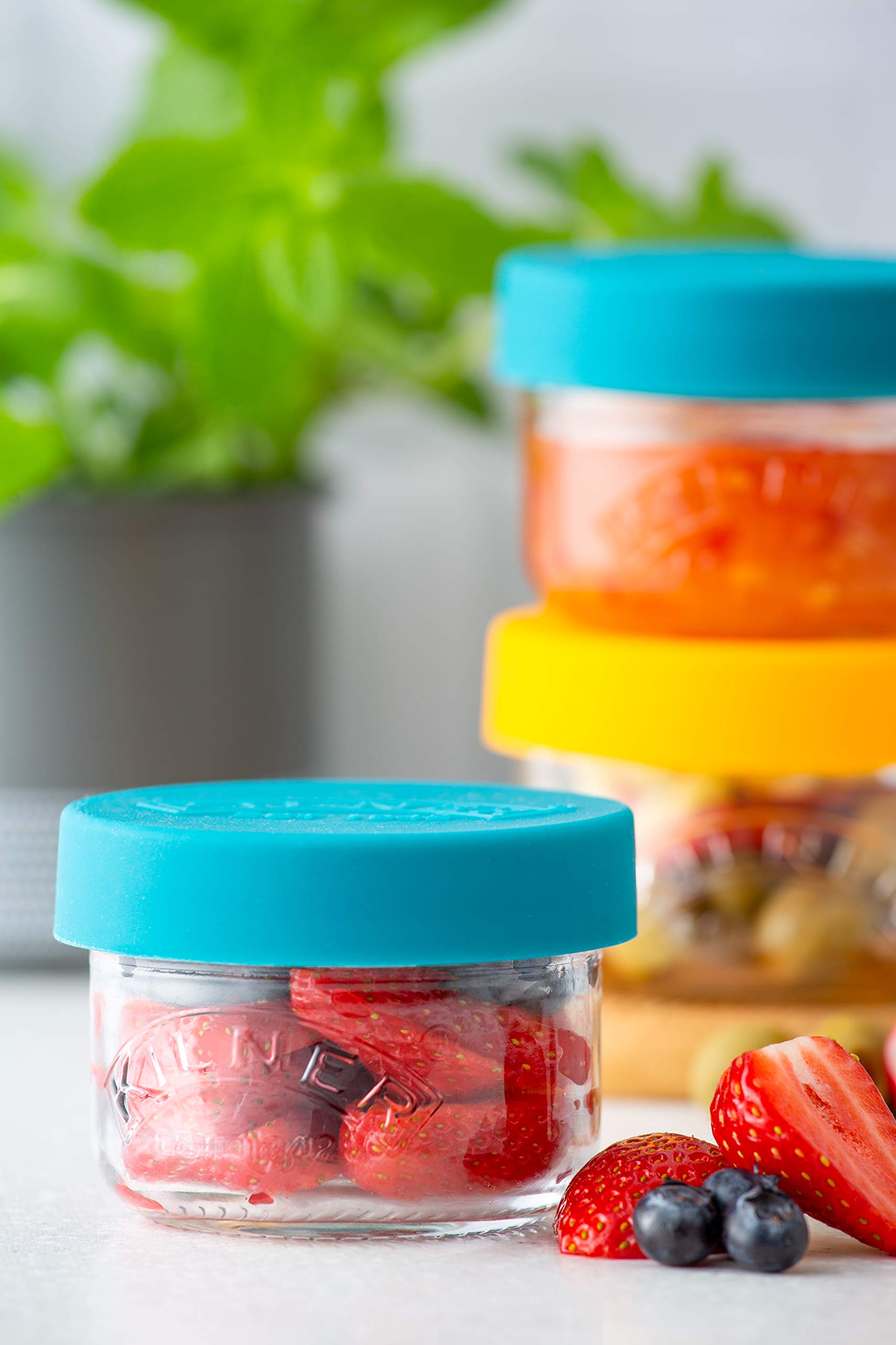 Kilner 2-Pack Glass Storage Jars with Leak-Proof Silicone Lids - 0.125L (4.2oz) Each - Airtight Food Containers for Seeds, Nuts, Dried Fruits, Veggies & Snacks - Perfect for Kitchen Pantry Organization & Meal Prep Storage
