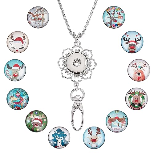 1+12 Cartoon Reindeer Button Lanyard