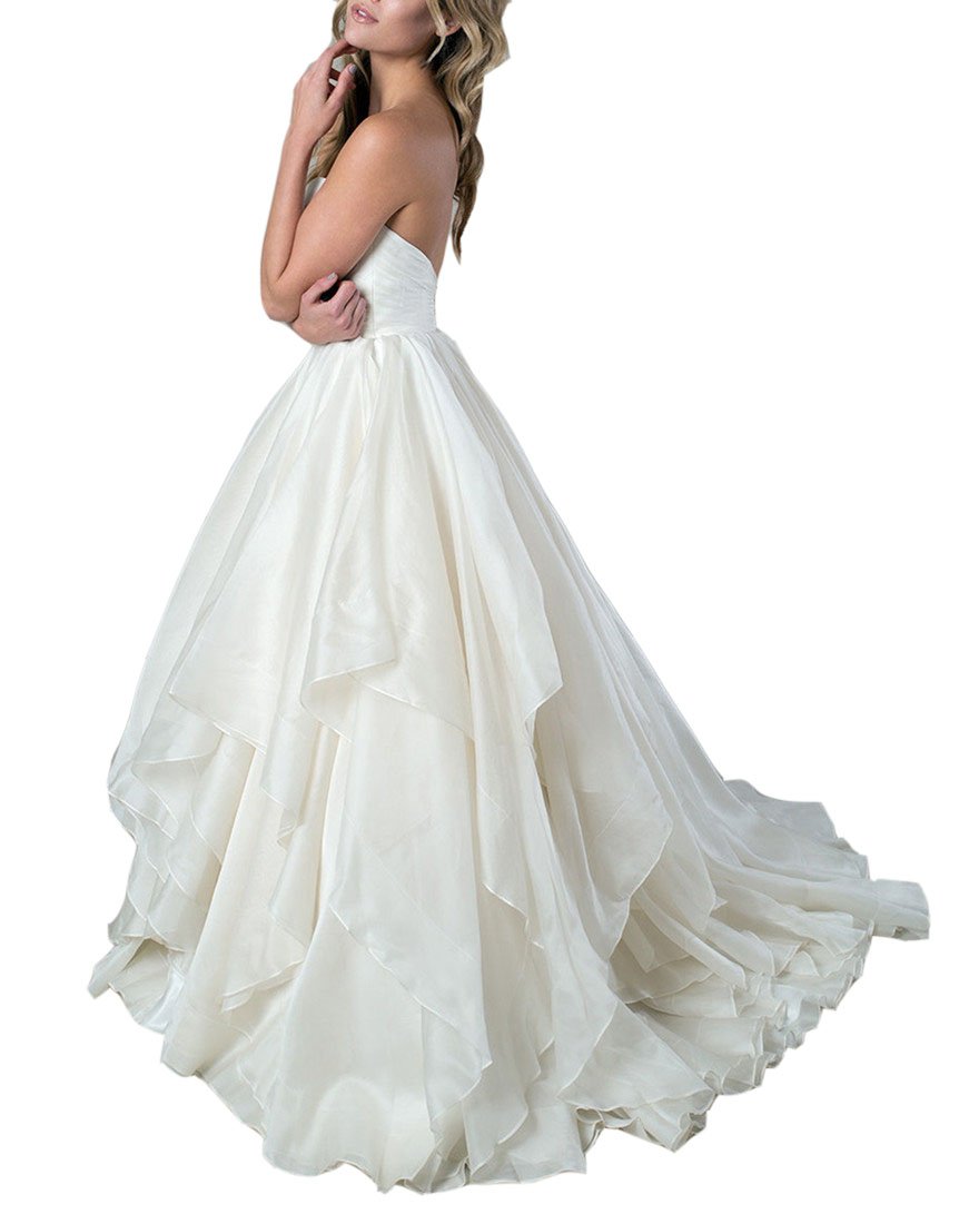 Emanni Women's Sweetheart Neckline Layered Organza Wedding Dress in White - Perfect for Bridal, Prom, and Formal Evening Events