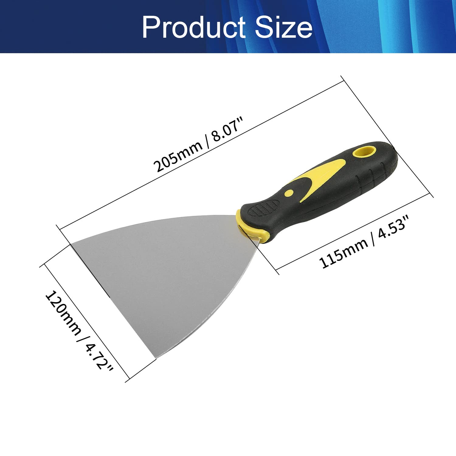 1Pcs 125mm Flexible Plastic Putty Knife - CrV Steel Blade for Window Glass, Slant Edge & Grill Scraper | DIY Home Repair, Painting & Wall Patching Tool (Aicosineg)