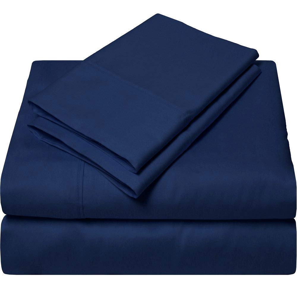 Premium 100% Long-Staple Cotton Queen Size Bed Sheet Set - 800 Thread Count Soft 4-Piece Set with Deep 12