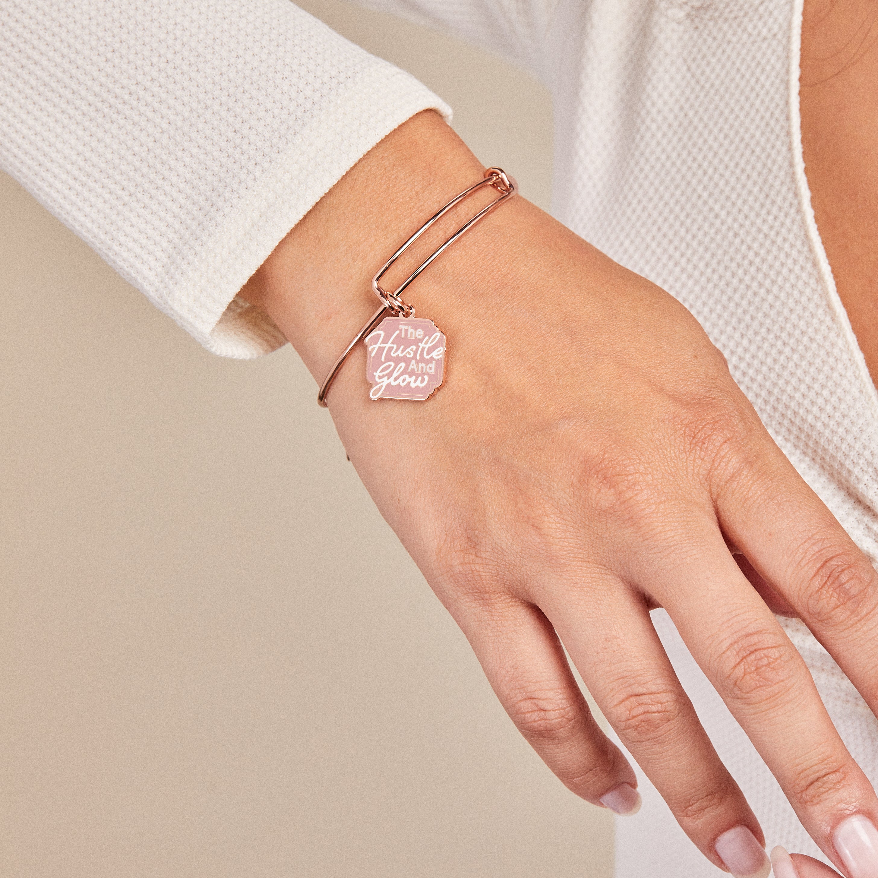 Stylish 'The Hustle and Glow' Charm Bangle Bracelet for Women - Perfect for Parties, Date Nights & Everyday Wear