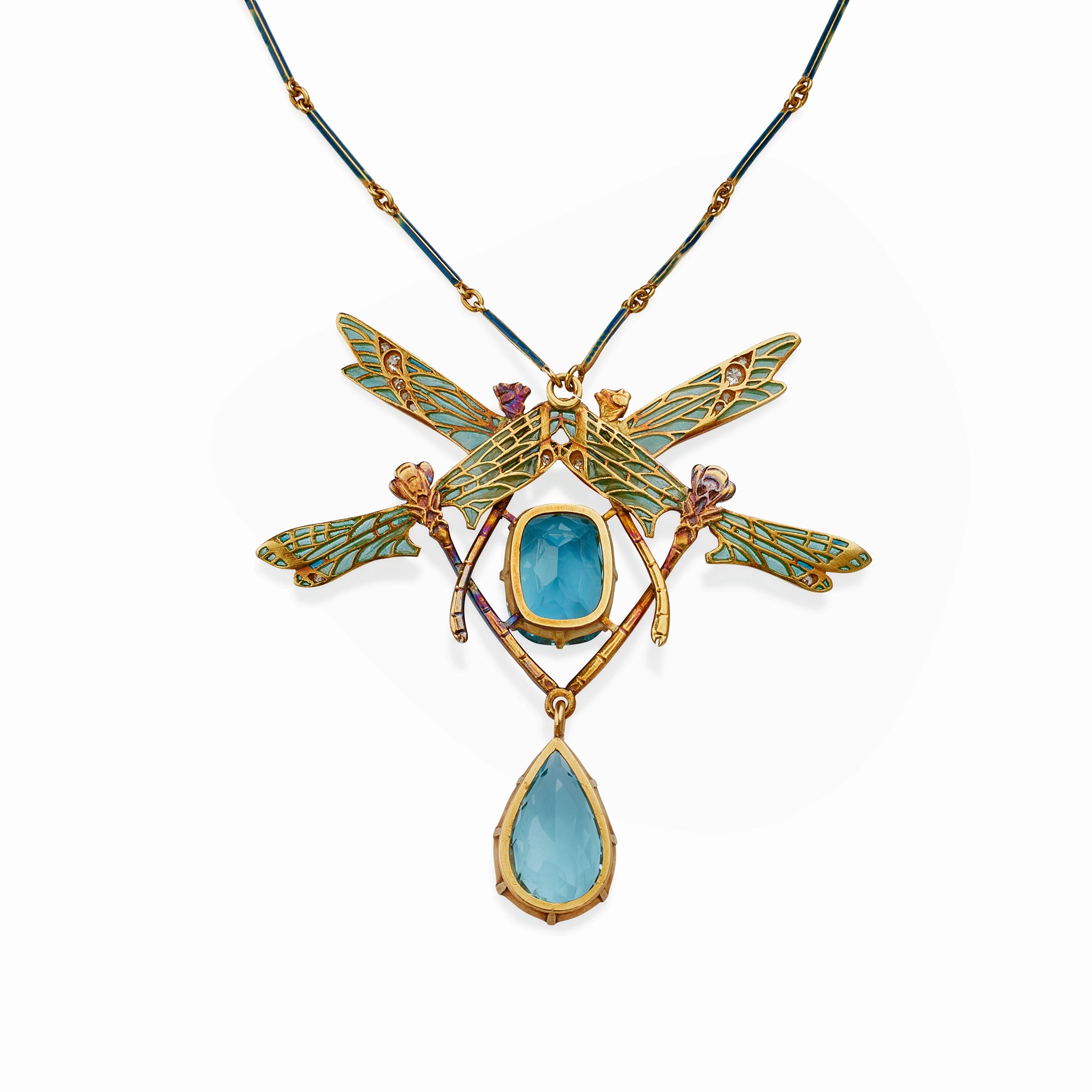Rene Lalique Four Dragonflies Pendant Necklace - Elegant Art Nouveau Jewelry for Women, Gift for Her, Birthday & Anniversary Present