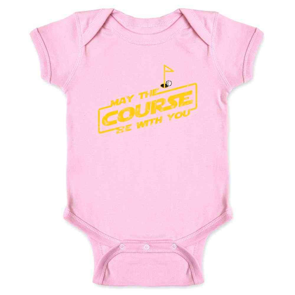 Funny Golf T-Shirt for Kids - May The Course Be With You - Cute Golfing Outfit for Toddler Boys & Girls - Perfect for Golf Lessons, Tournaments & Family Sports Events