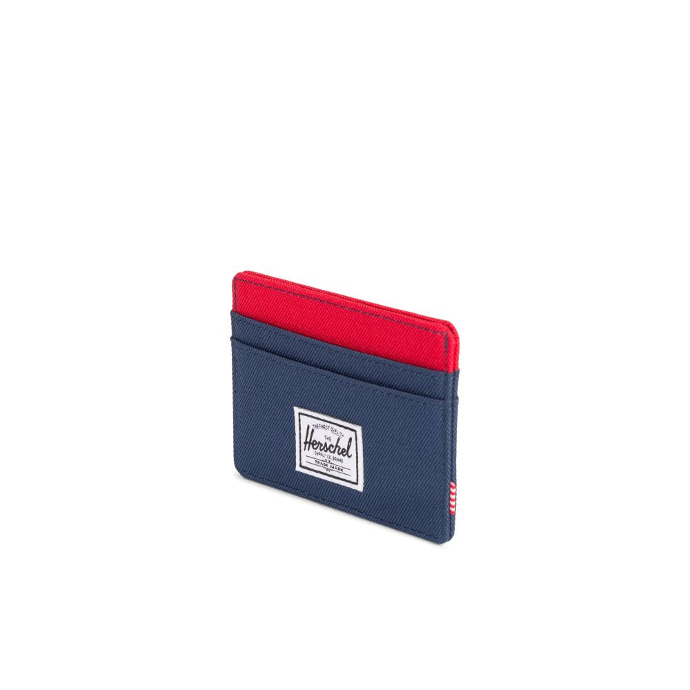 Herschel Charlie Wallet for Men & Women - Slim RFID Blocking Bifold Wallet in Navy/Red - Perfect for Travel, Work & Everyday Use