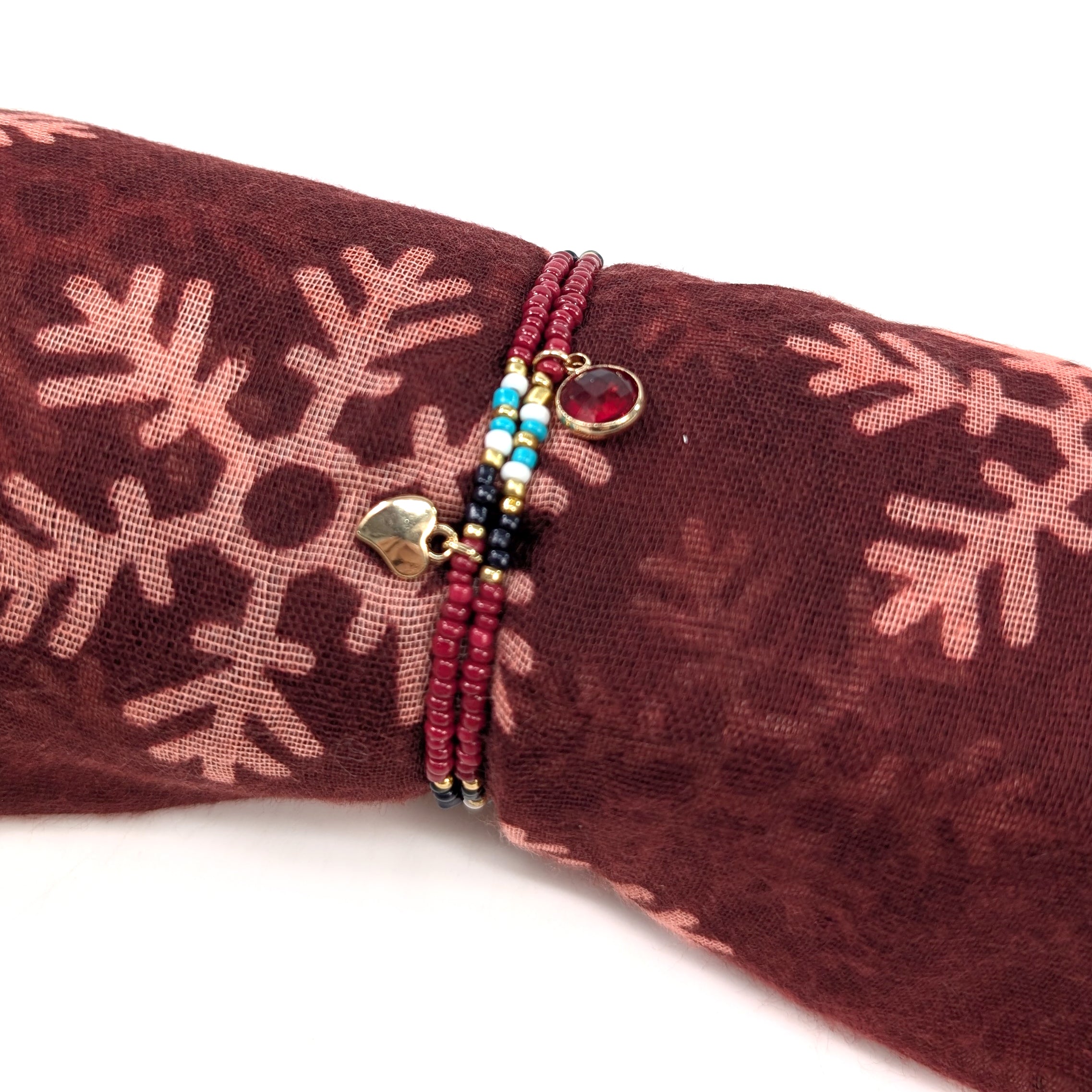 Red Snowflake Scarf and Bracelet Gift Set in a Cracker - Perfect Christmas Present, Holiday Accessories for Women, Winter Fashion Gift Idea