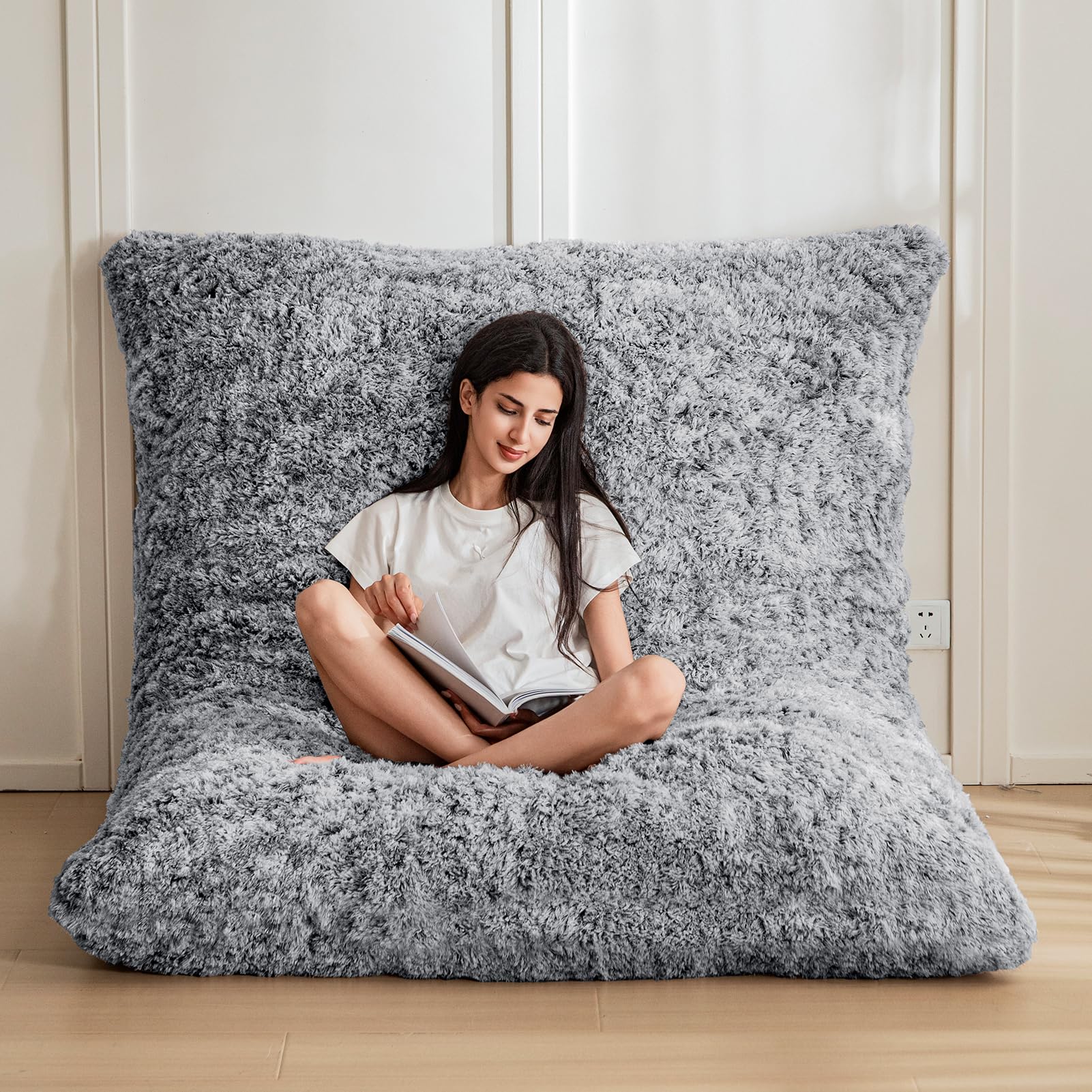MAXYOYO 3-in-1 Convertible Bean Bag Chair - Giant Memory Foam Sofa Bed & Floor Mattress with High Density Support - Black - Perfect for Living Room, Bedroom, Dorm & Game Room Relaxation