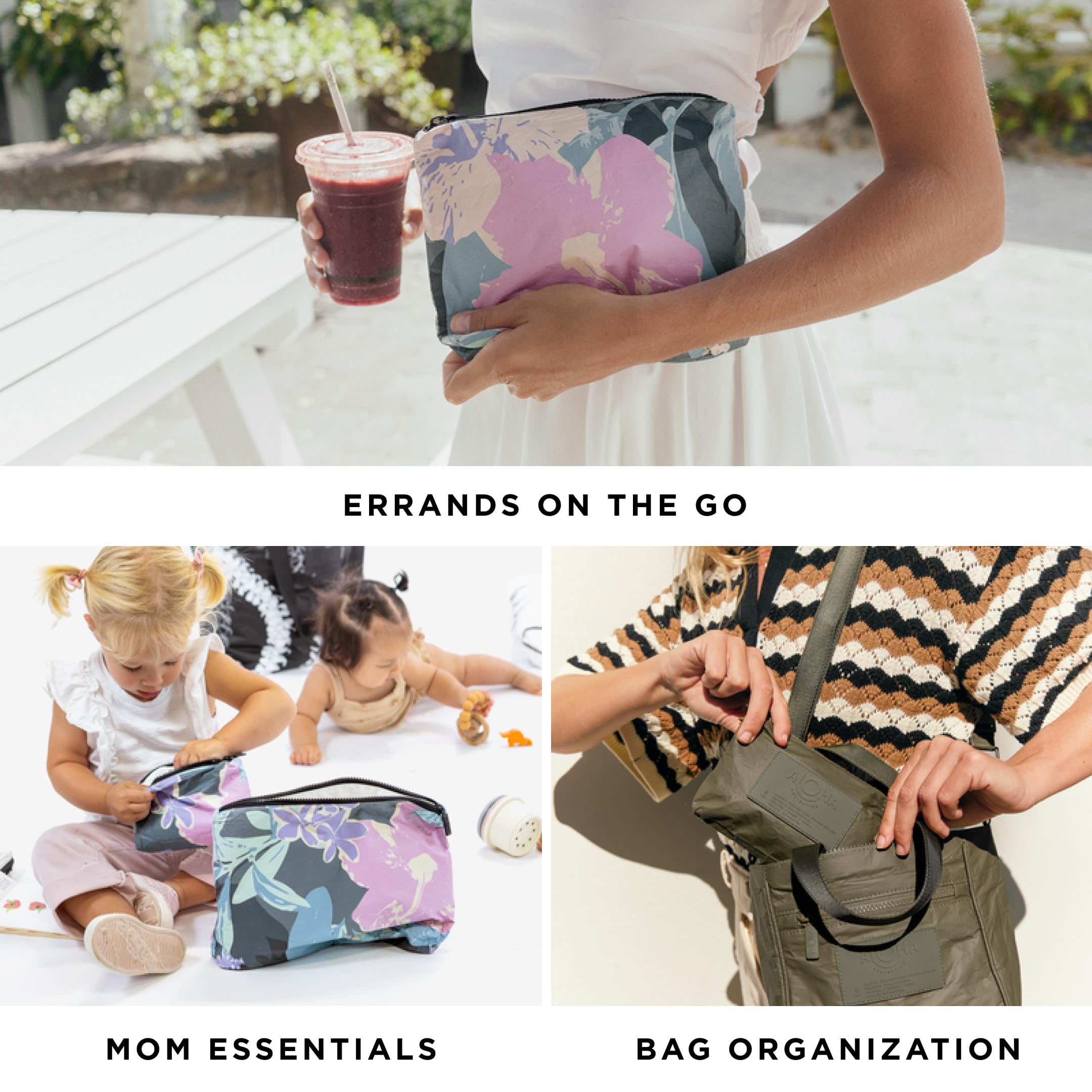 ALOHA Collection Mid Pouch - Lightweight Water-Resistant Travel Organizer for Makeup, Toiletries & Gym Essentials | Compact Foldable Design for Beach, Pool & Daily Use | Easy-Clean Durable Material (11