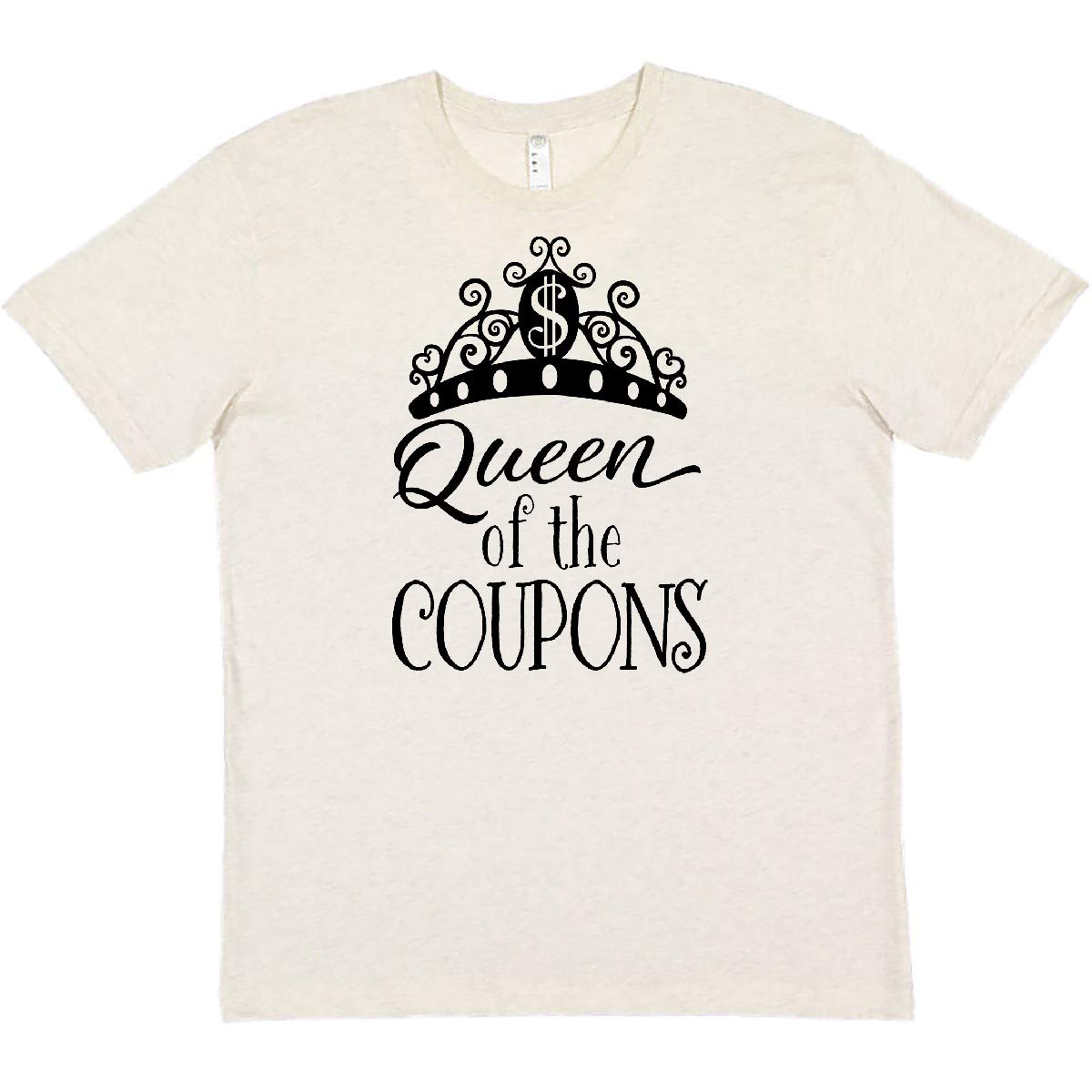 Inktastic Queen of The Coupons Crown Black T-Shirt - Funny Slogan Tee for Coupon Lovers, Savings Enthusiasts & Budget Shoppers - Perfect for Shopping Trips, Errands & Thrifty Outfits