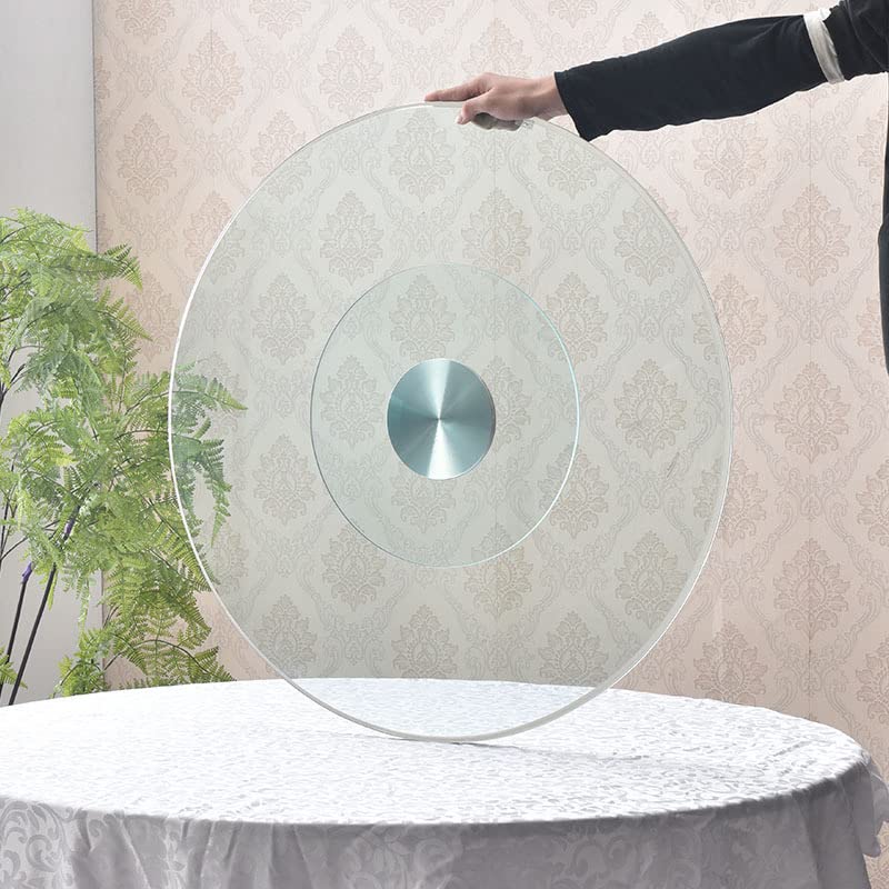 Premium 50cm Tempered Glass Lazy Susan Turntable - Round Rotating Serving Tray with Smooth Aluminum Alloy Bearing for Dining Table, Kitchen Counter, Buffet Display, and Party Serving (dbxue-003)