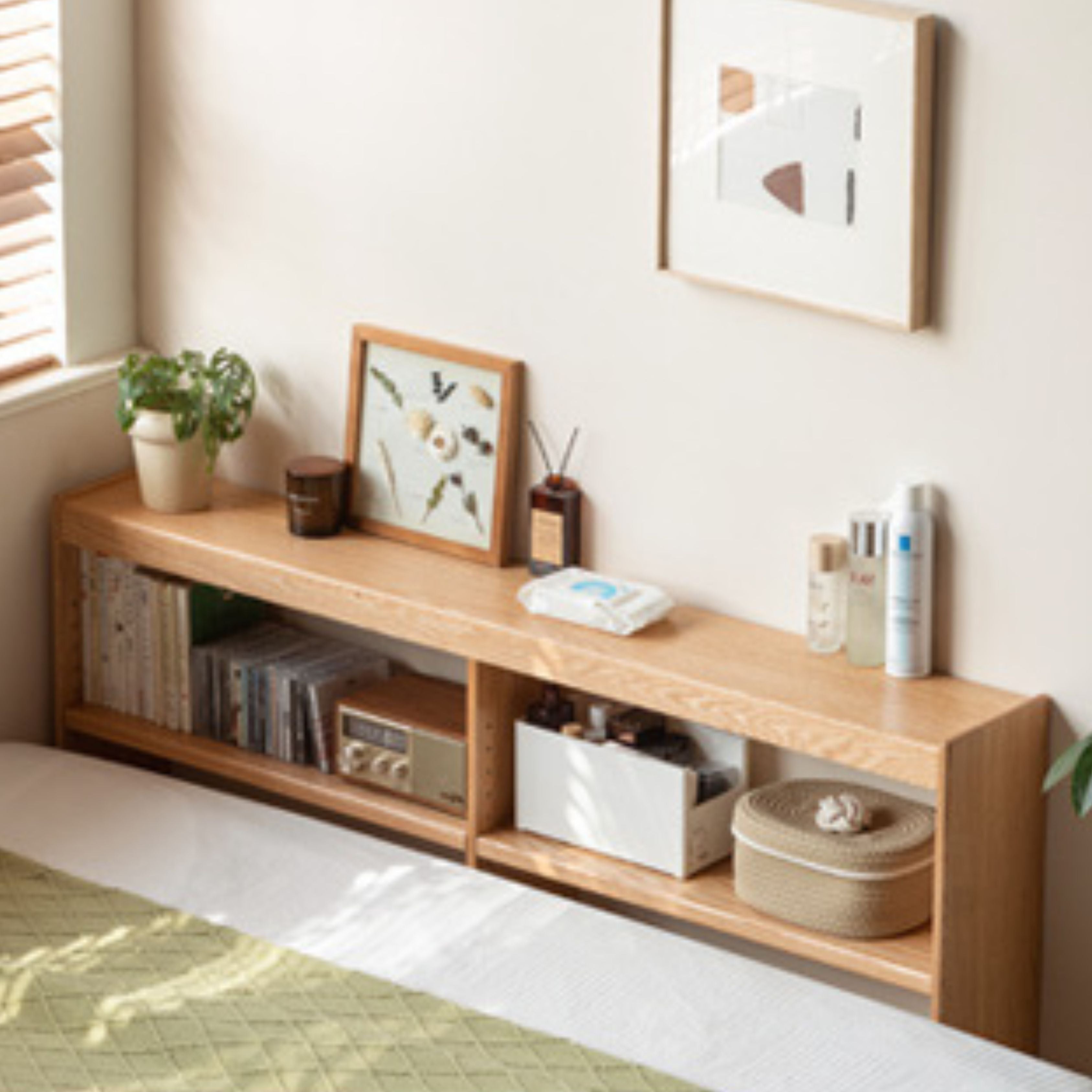 Oak Solid Wood Ultra Narrow Storage Rack - Space-Saving Shelf for Small Rooms, Bathroom, Kitchen & Closet Organization