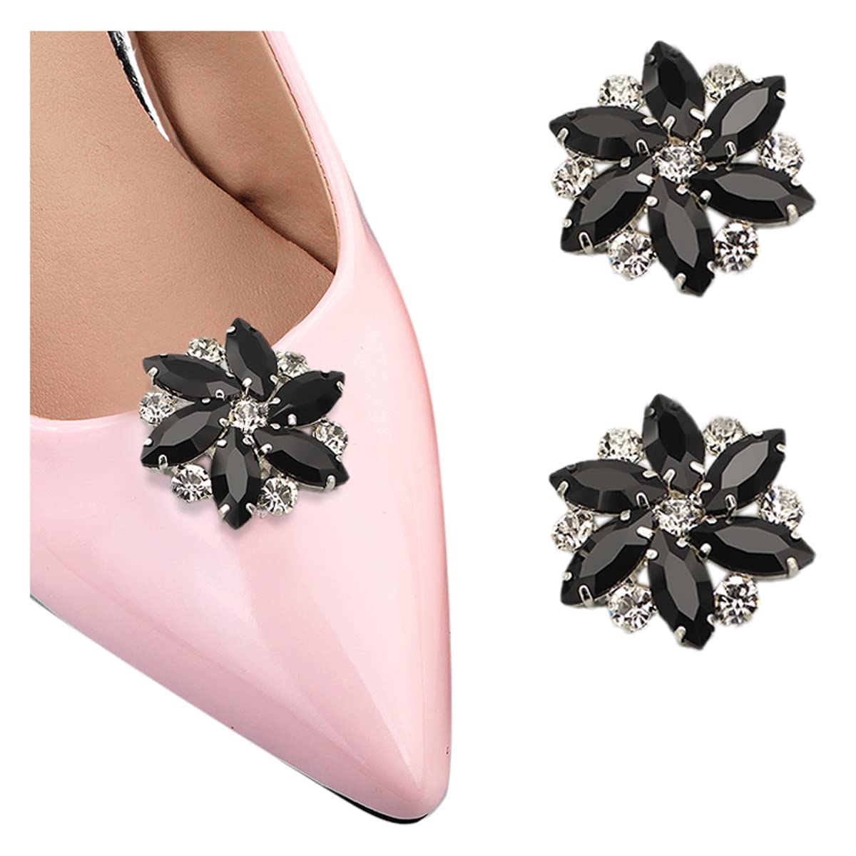 Exquisite Detachable Shoe Clips - 6 Petal Rhinestone Flower Shoe Accessories for Wedding, Party & Prom (16 Colors) - Perfect for Bridal Shoes, Evening Bags & Special Occasion Outfits