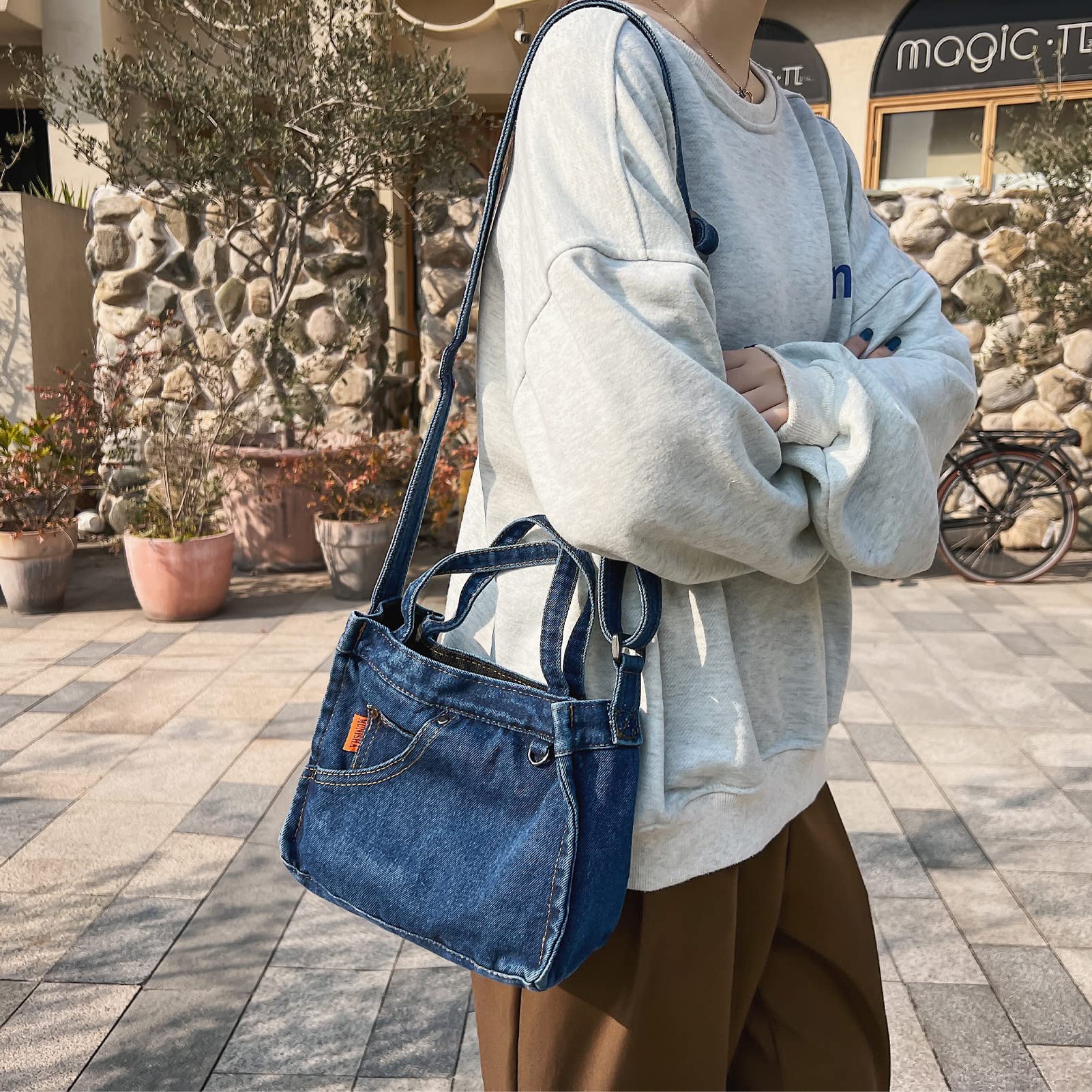 Micmores Women's Denim Crossbody Purse - Stylish Small Tote Hobo Handbag for Everyday Use, Travel & Shopping