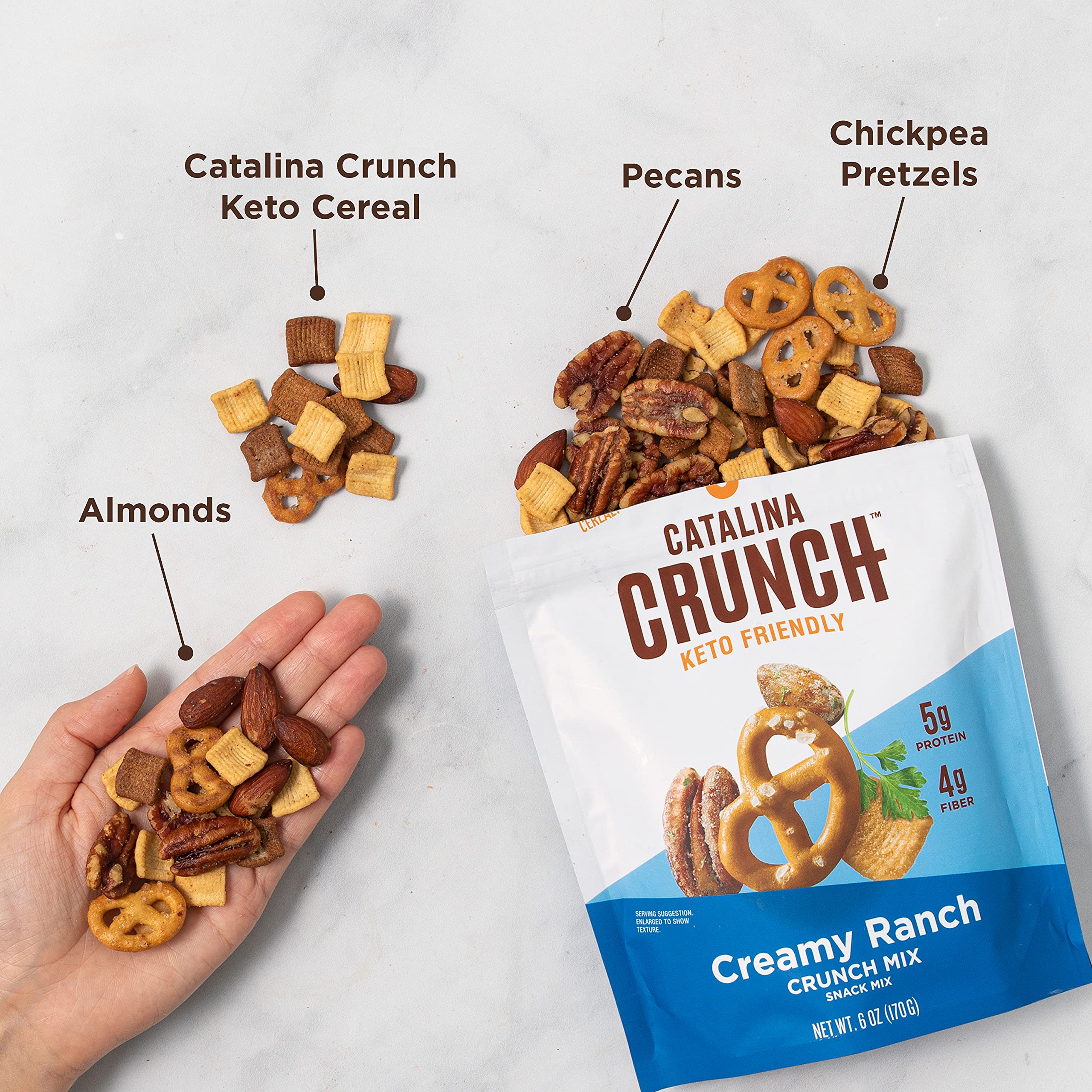Catalina Crunch Mix Creamy Ranch Keto Snack Mix - Low Carb, High Protein, Gluten Free | Keto Friendly Snacks for Weight Loss & Healthy Lifestyle | Perfect for Office, Travel & Movie Nights (6oz Pack of 3)