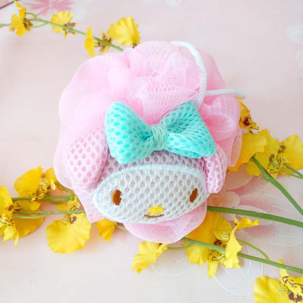 **Cute Pink Anime Bath Sponge with Handle - Large Exfoliating Loofah for Women, Soft Shower Ball & Beauty Sponge - Perfect for Gentle Cleansing, Body Scrub & Cartoon-Themed Bath Accessories**
