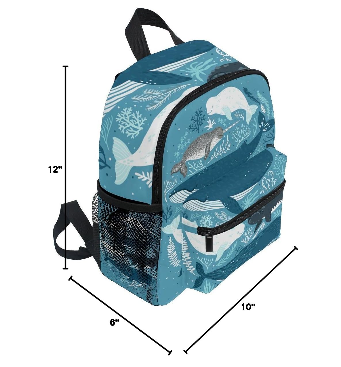 Whale Print Waterproof Preschool Backpack for Boys & Girls - Durable Kindergarten & Nursery School Bag for Toddlers - Perfect for Daycare, Travel & Outdoor Adventures