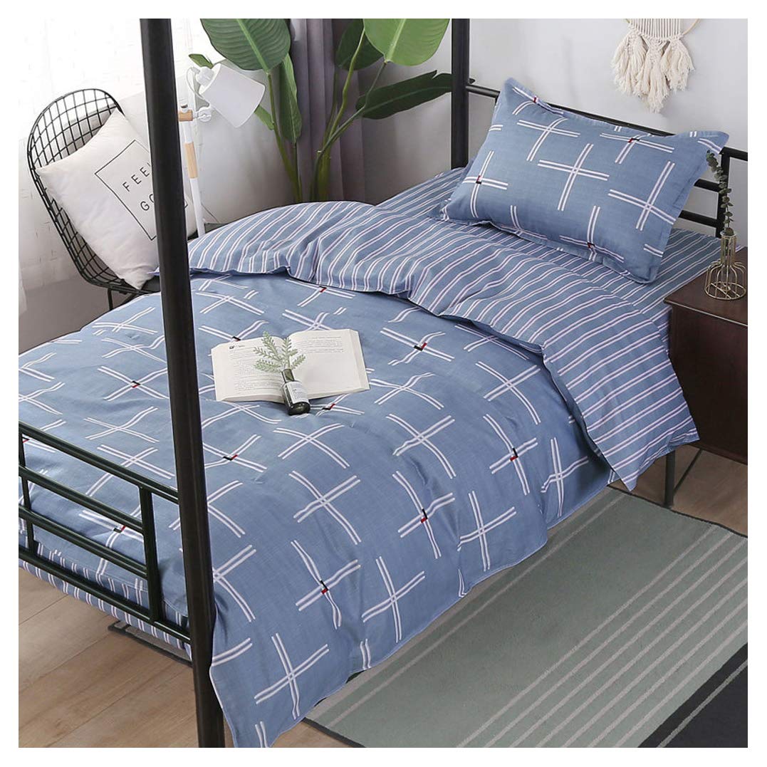 HUNOL 3-Piece Cotton Quilt Set with Pillowcase - Soft & Breathable for School Dorm, Bunk Beds (1.2m) - Perfect for College Students, Kids Room & Guest Bedding