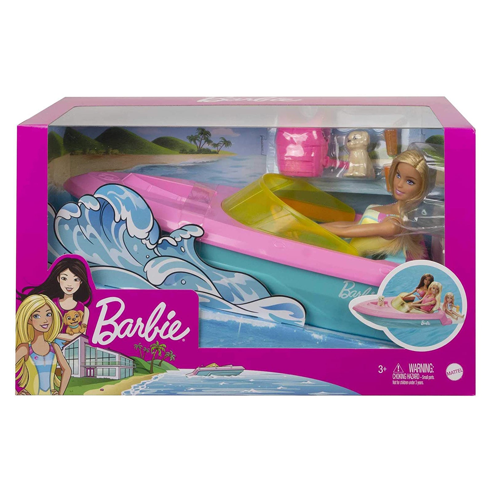 Barbie Speed Boat Playset with Doll & Water Toys - Fun Summer Pool & Beach Playset for Kids