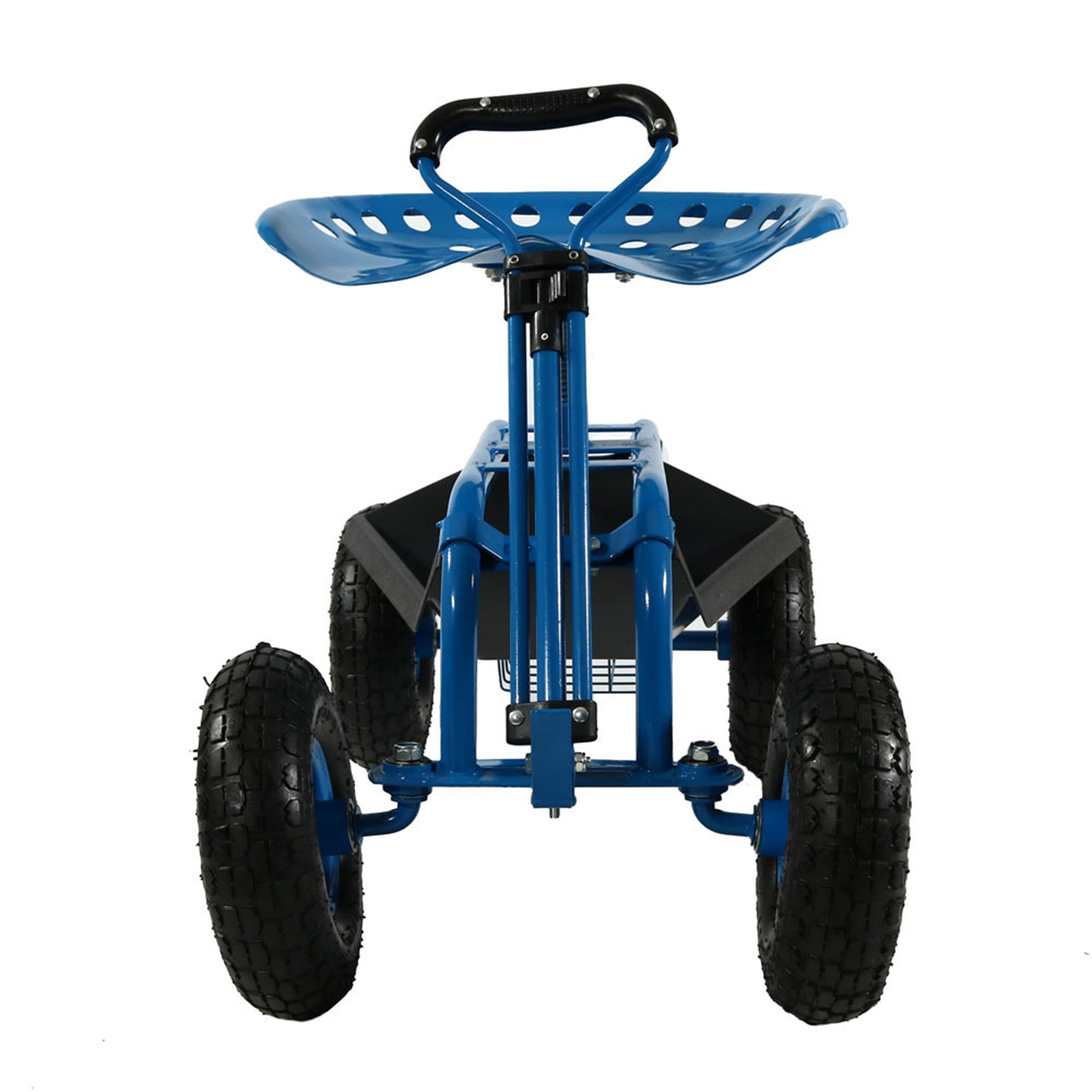 Sunnydaze Heavy Duty Rolling Garden Cart with Steering Handle & Swivel Seat - Perfect for Outdoor Gardening, Yard Work, and Home Organization