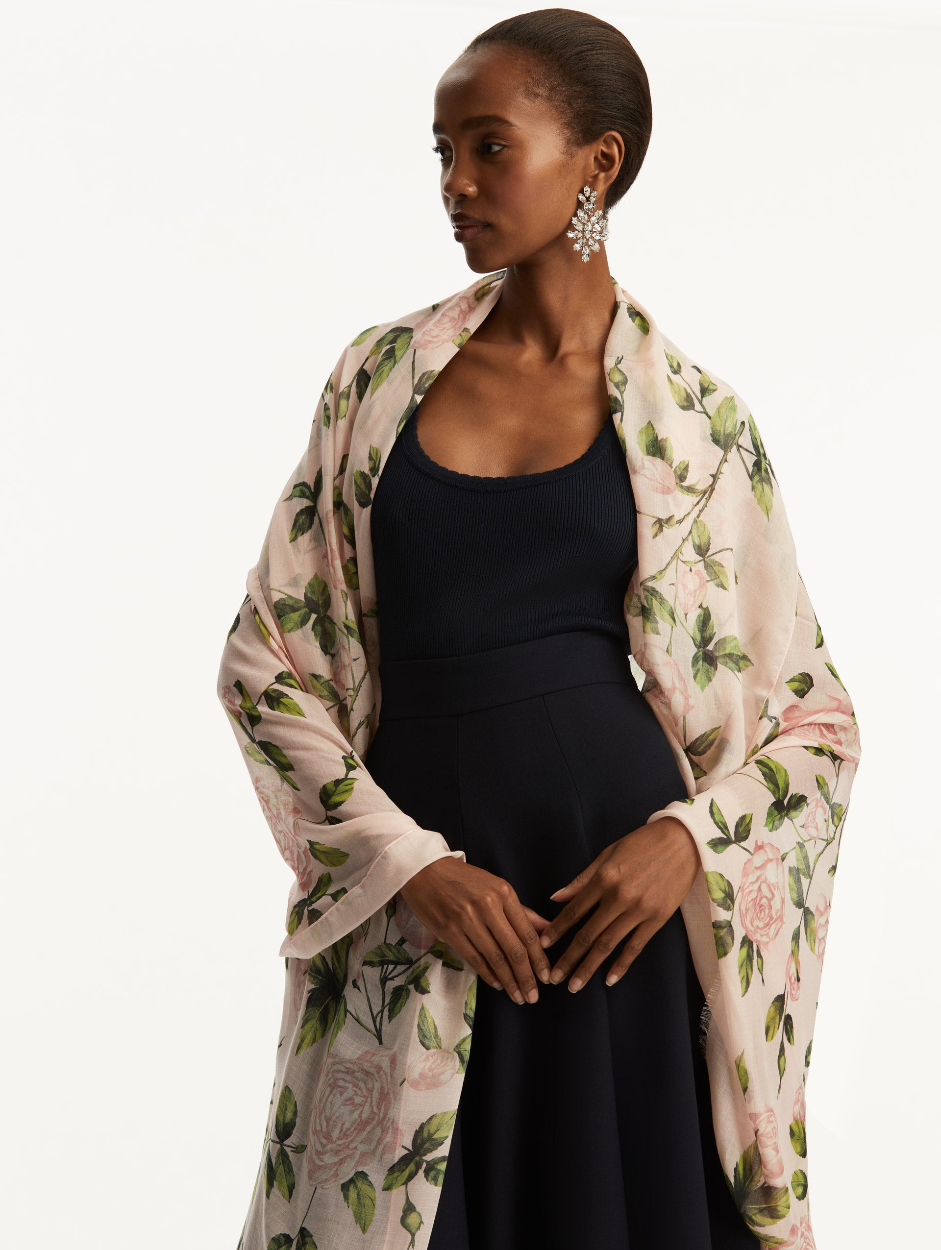 Soft English Rose Modal Scarf for Women - Lightweight & Breathable Fashion Accessory for Spring, Fall, and Winter Outfits