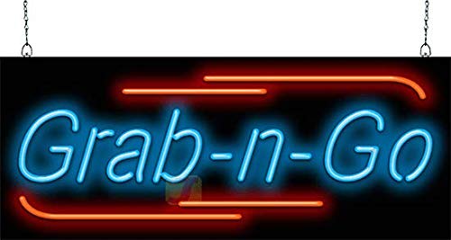Custom Grab-n-Go Neon Sign - LED Open Sign for Stores, Restaurants & Businesses - Perfect for Window Displays, Coffee Shops & Retail Decor