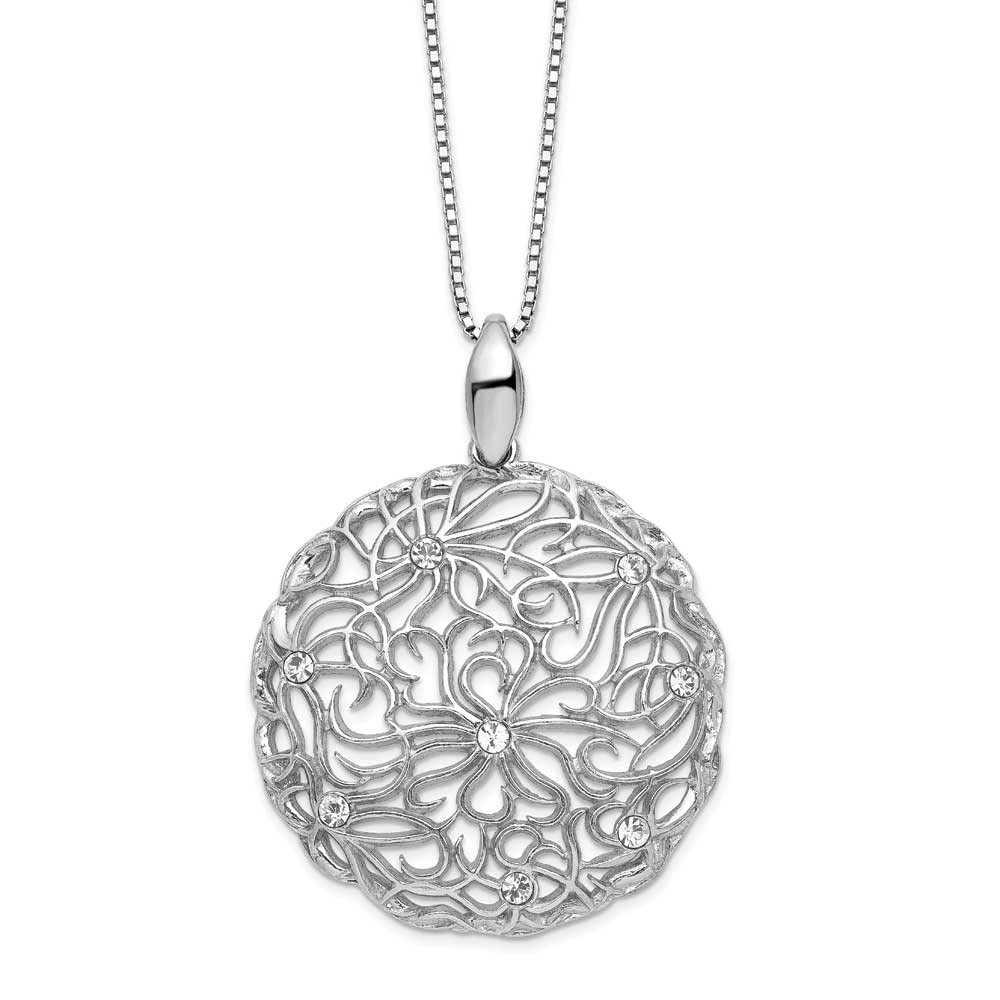 Elegant Sterling Silver Polished CZ Floral Pendant Necklace for Women - Perfect for Weddings, Anniversaries & Special Occasions