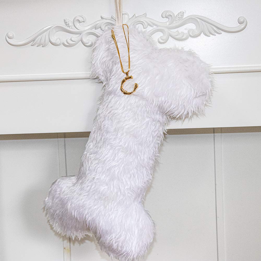 Personalized Pet Dog Christmas Stocking - Durable Holiday Stocking for Dogs with Custom Name - White Festive Pet Gift for Family Decorations | Perfect for Christmas Tree Decor, Fireplace Mantel & Pet Lover Gifts